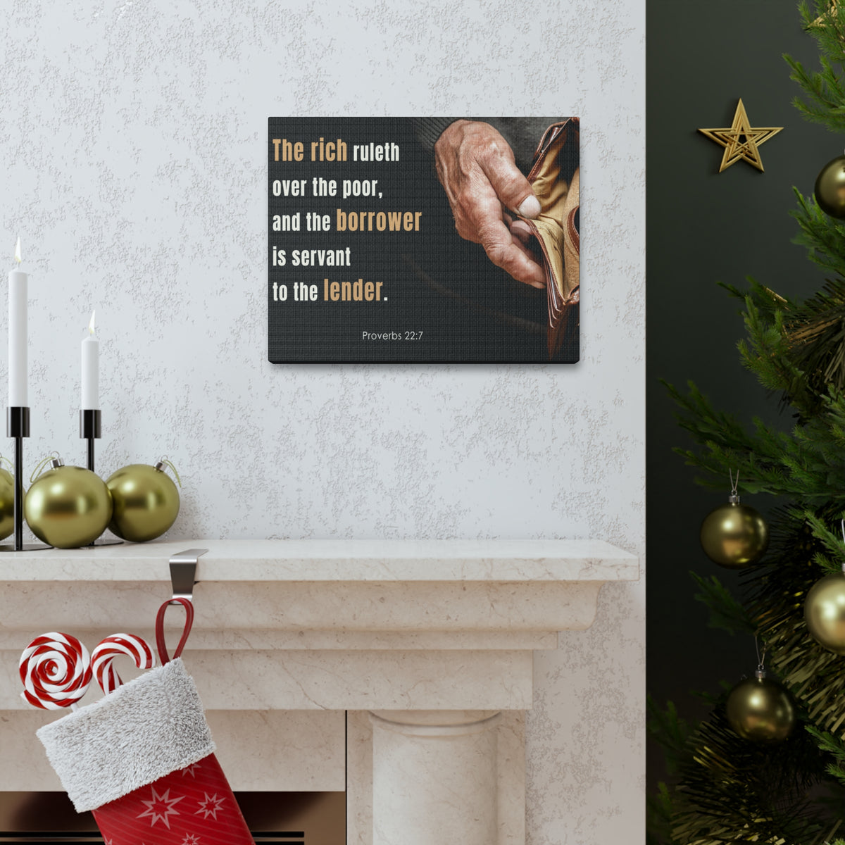 Scripture Walls To The Lender Proverbs 22:7 Bible Verse Canvas Christian Wall Art Ready to Hang-Express Your Love Gifts