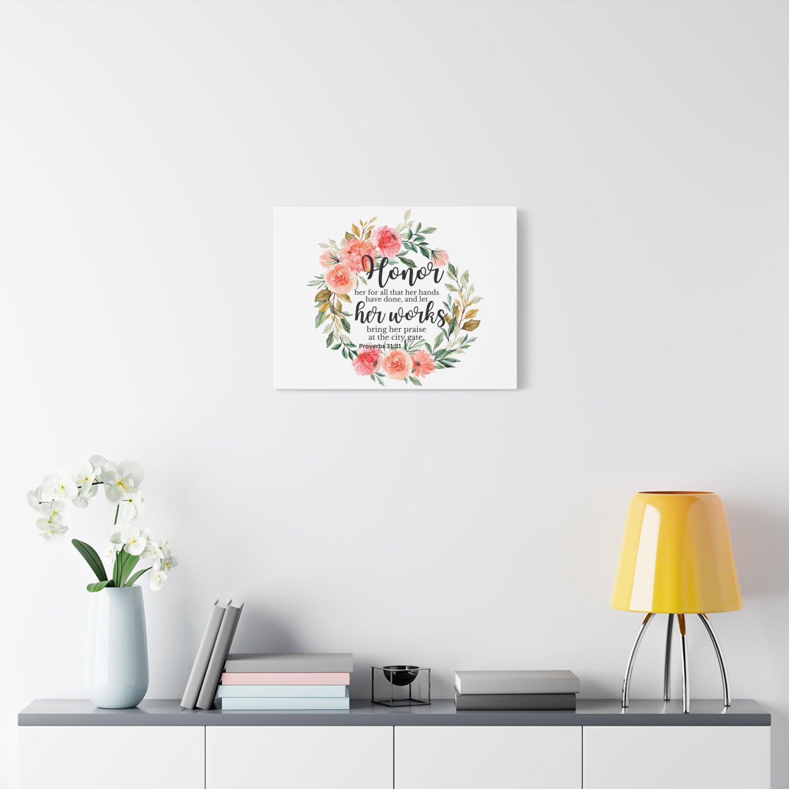 Scripture Walls Proverbs 31:31 Honor Her Works Bible Verse Canvas Christian Wall Art Ready to Hang Unframed-Express Your Love Gifts
