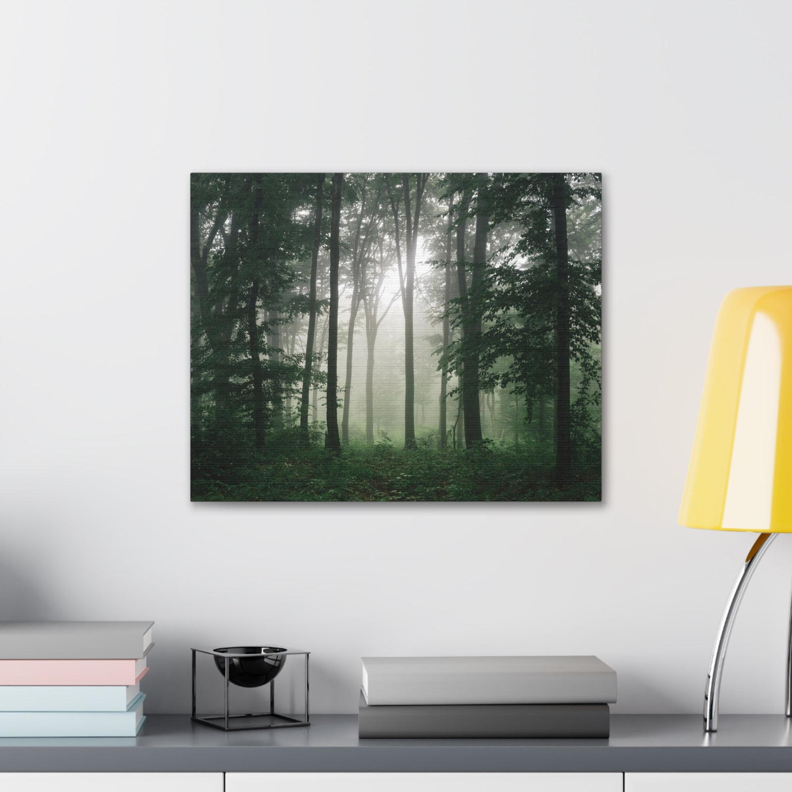 Pine Tree Misty Forest Nature Wilderness Photography Canvas Wall Art for Home Decor Ready-to-Hang-Express Your Love Gifts
