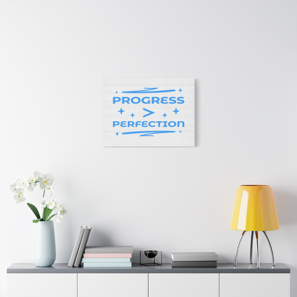 Progress > Perfection Inspirational Motivational Quote Canvas Wall Art for Home Decor Ready-to-Hang-Express Your Love Gifts
