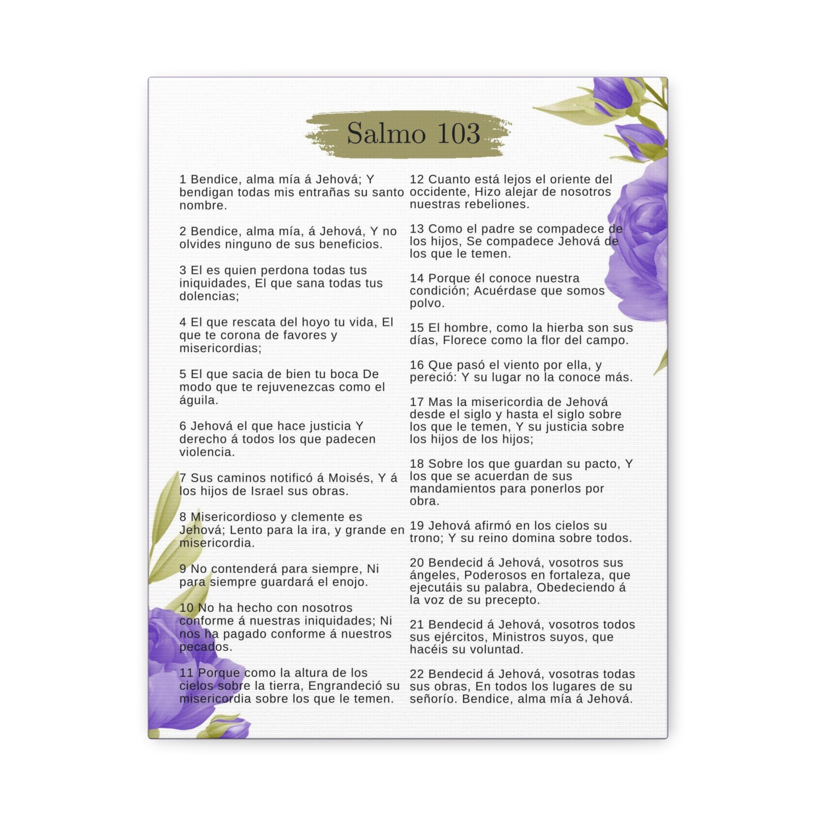 Salmo 103 Impresión De Arte Cristiano en la Pared Lista Para Colgar-Express Your Love Gifts