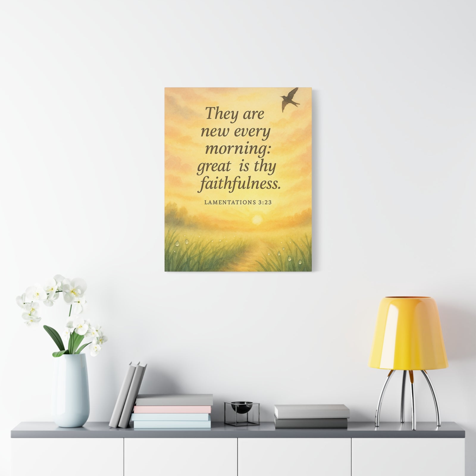 Bible Verse Canvas Lamentations 3:23 Christian Home Décor Wall Art Scripture Ready to Hang Faith Print-Express Your Love Gifts