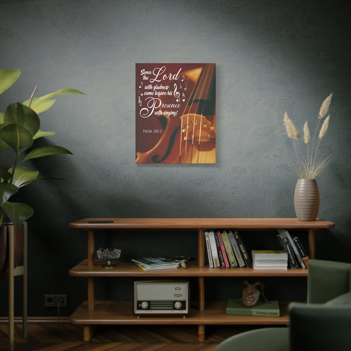 Scripture Canvas Serve the Lord With Gladness Psalm 100:2 Christian Wall Art Bible Verse Print Ready to Hang-Express Your Love Gifts