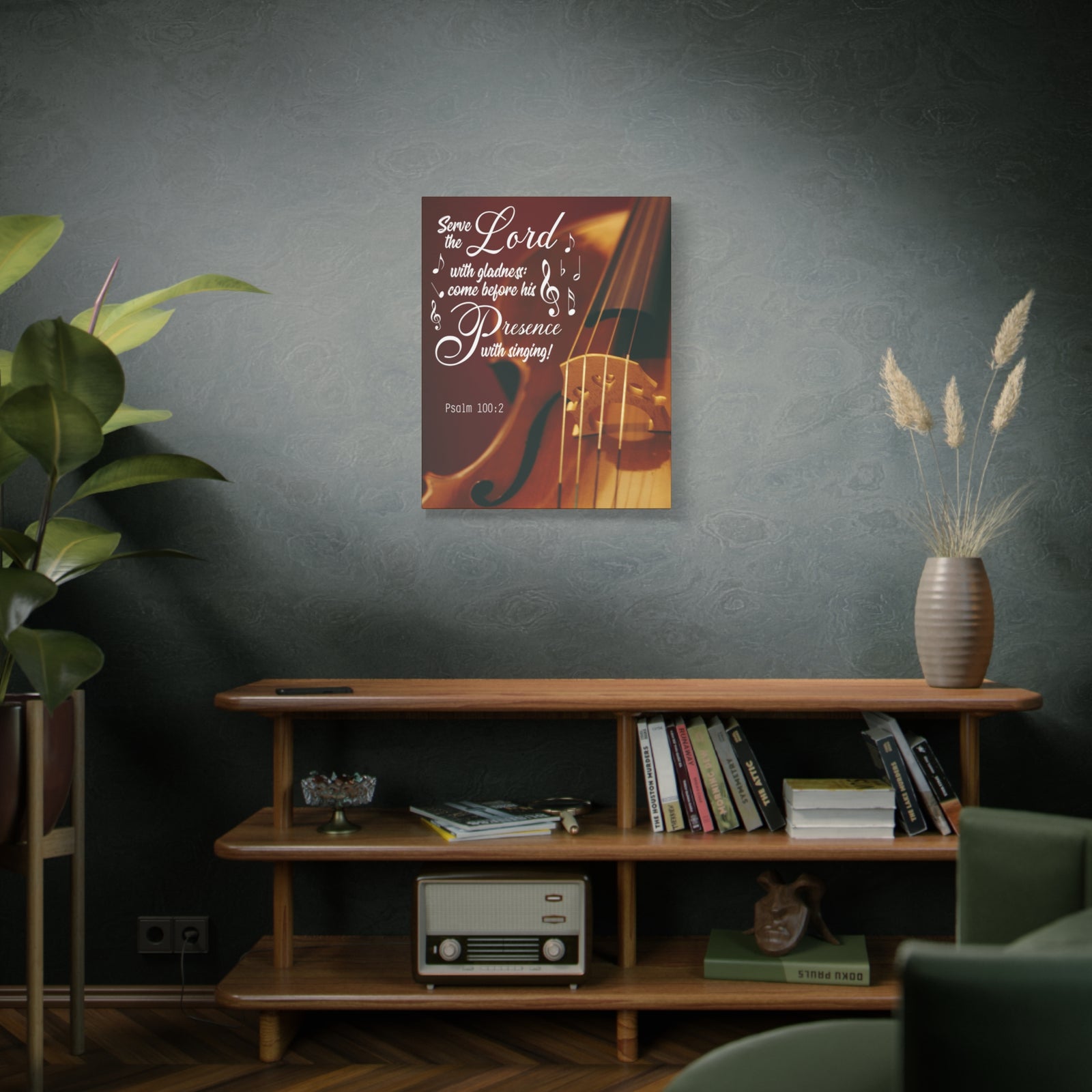 Scripture Canvas Serve the Lord With Gladness Psalm 100:2 Christian Wall Art Bible Verse Print Ready to Hang-Express Your Love Gifts
