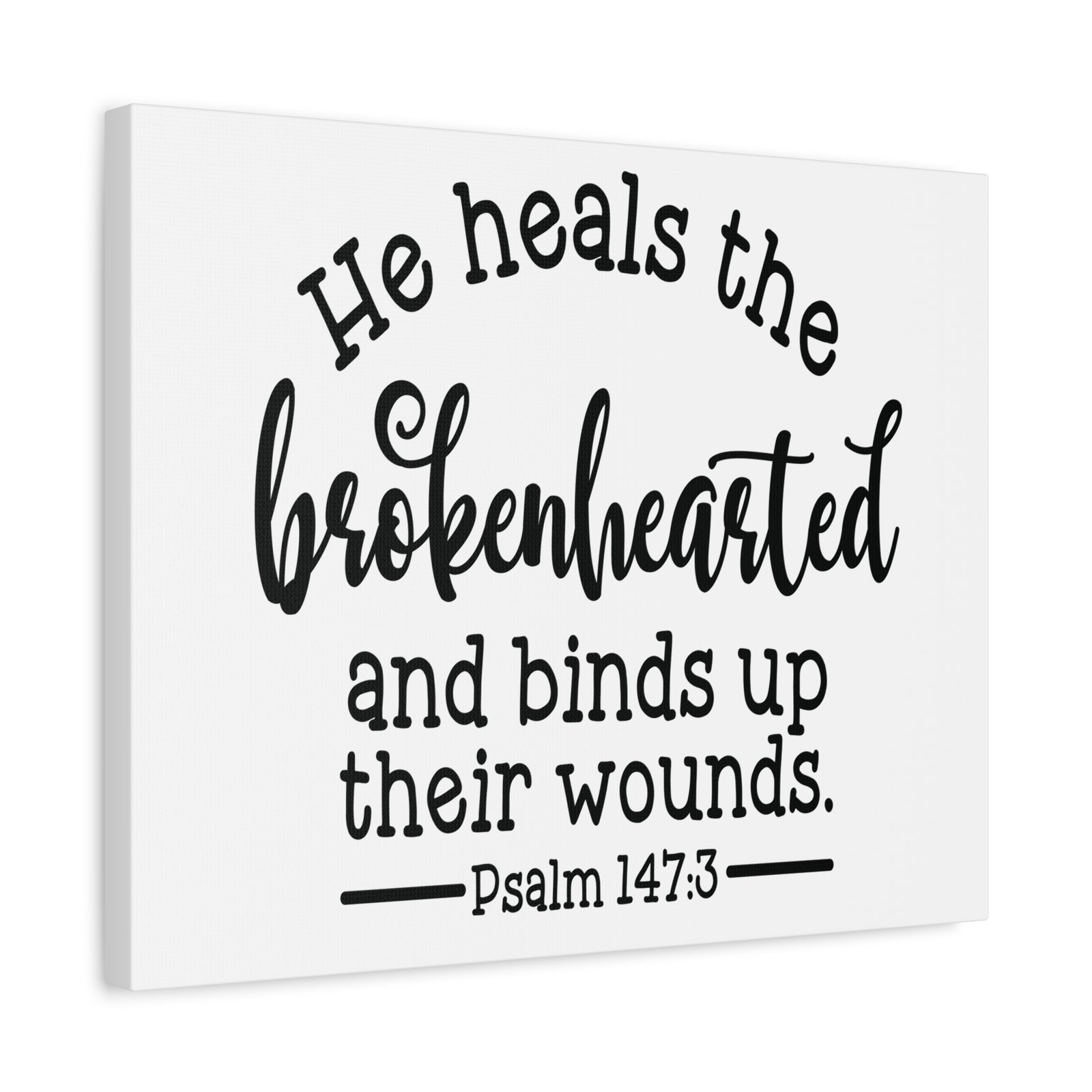 Scripture Canvas Heals The Brokenhearted Psalm 147:3 Christian Wall Art Bible Verse Print Ready to Hang-Express Your Love Gifts