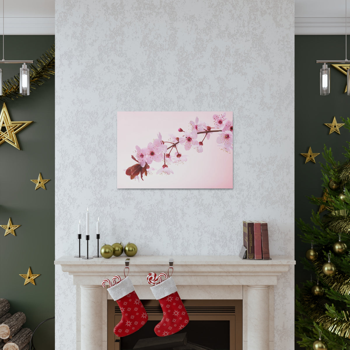 Single Cherry Blossom Forest Floral Nature Photography Canvas Wall Art for Home Decor Ready-to-Hang-Express Your Love Gifts