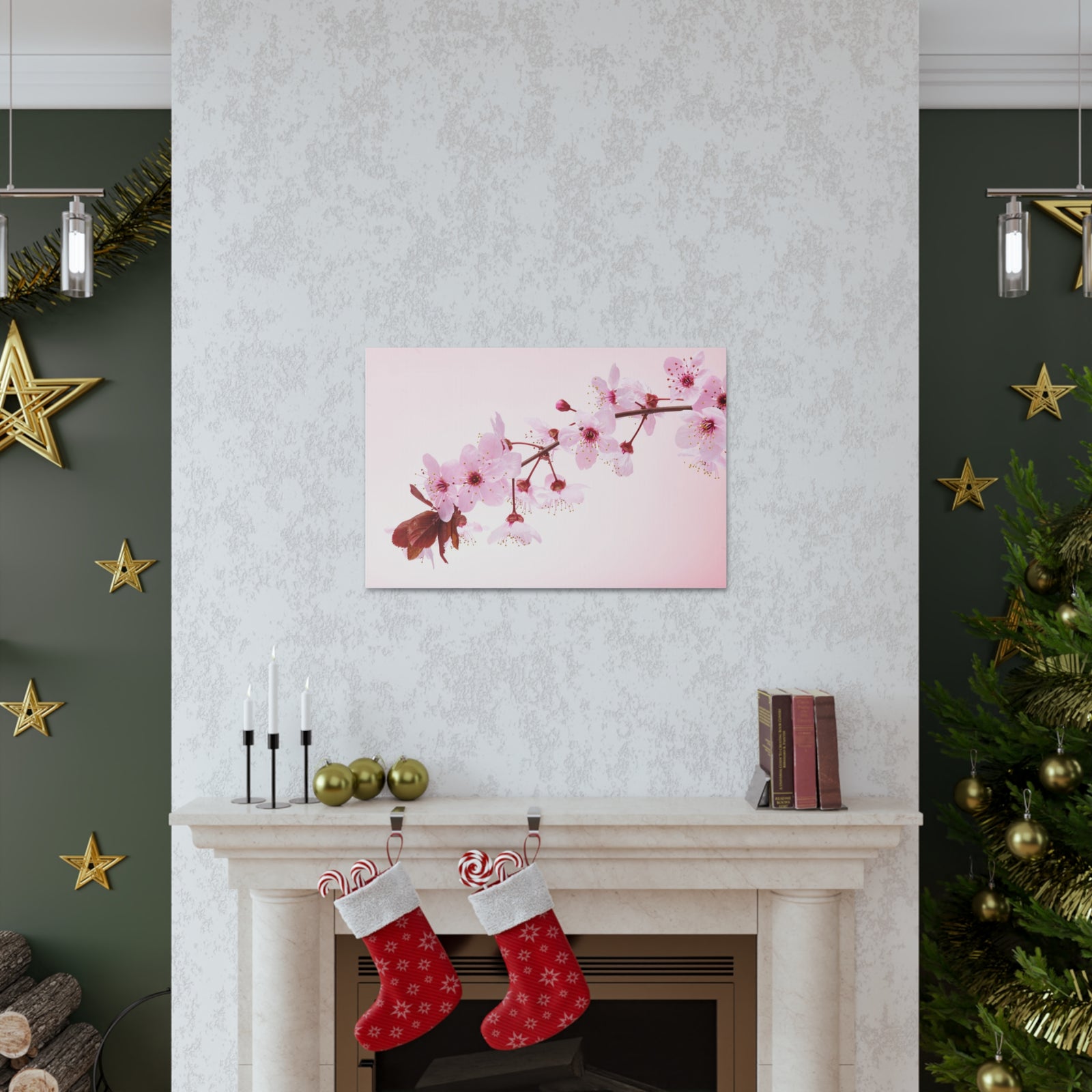 Single Cherry Blossom Forest Floral Nature Photography Canvas Wall Art for Home Decor Ready-to-Hang-Express Your Love Gifts