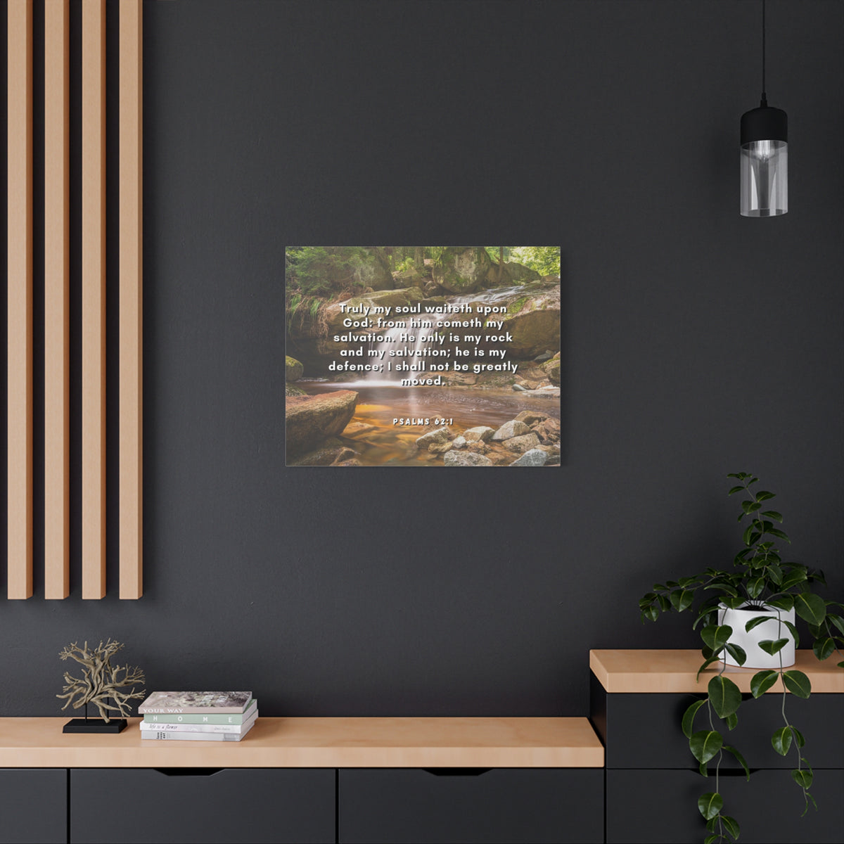 Scripture Canvas My Salvation Psalm 62:1 Christian Wall Art Bible Verse Print Ready to Hang-Express Your Love Gifts
