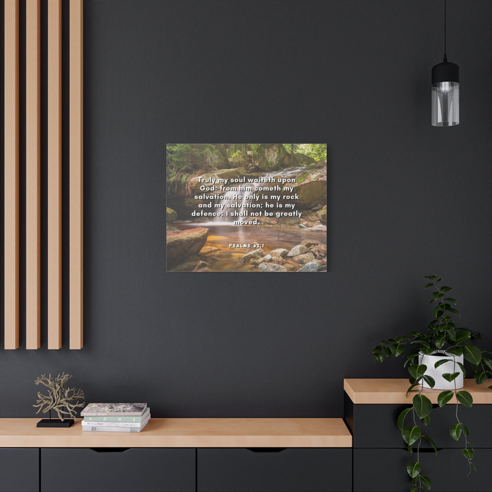 Scripture Canvas My Salvation Psalm 62:1 Christian Wall Art Bible Verse Print Ready to Hang-Express Your Love Gifts