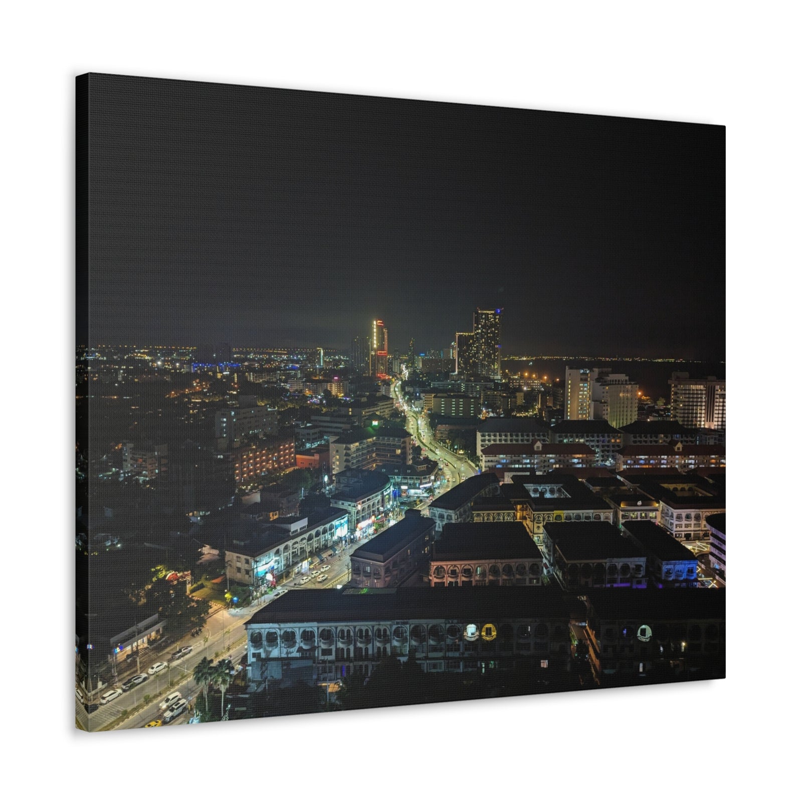 Pattaya Night View Canvas Artwork Breathtaking Thai City for Home Decor Ready to Hang-Express Your Love Gifts