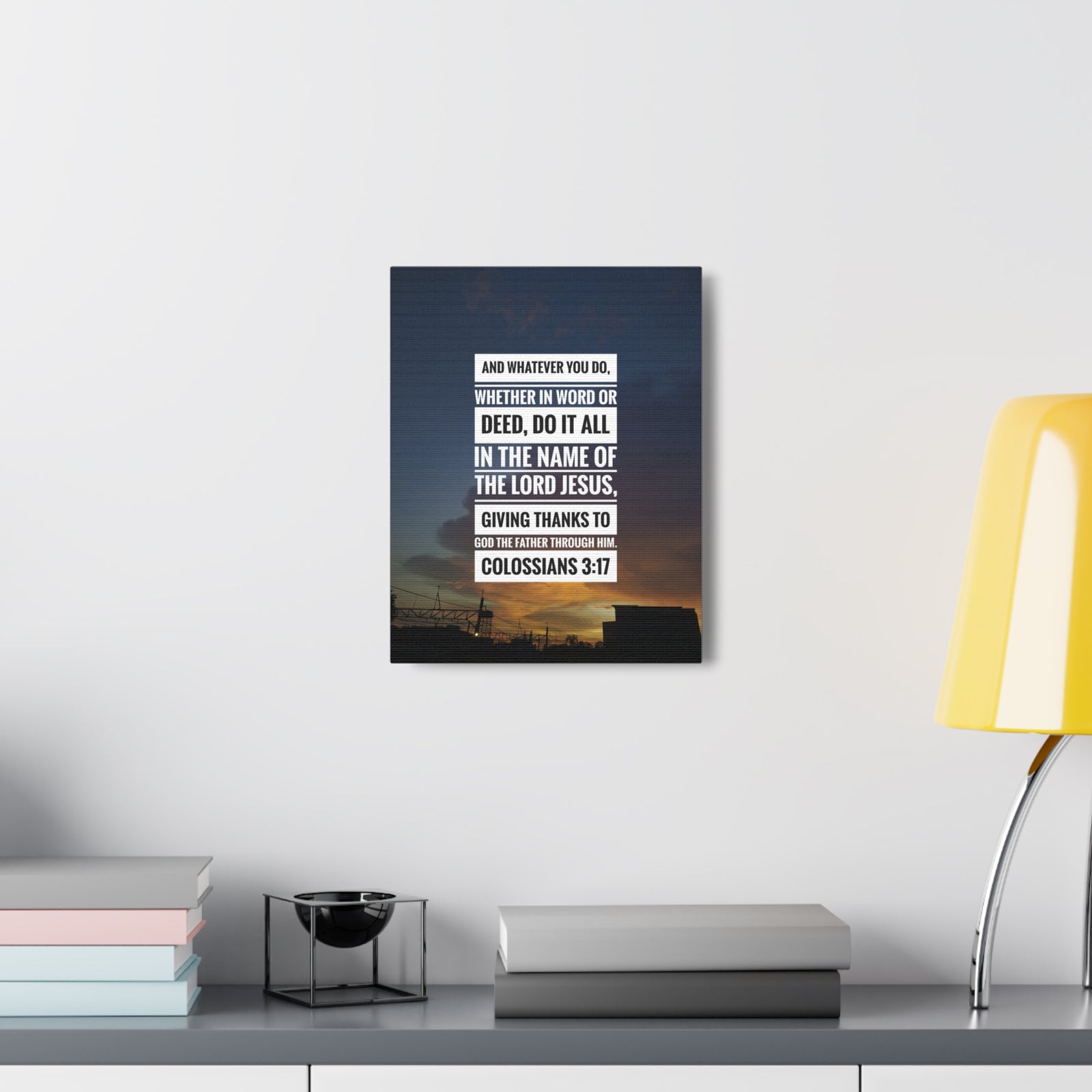 Scripture Canvas Thanks To God The Father Colossians 3:17 Christian Wall Art Bible Verse Print Ready to Hang-Express Your Love Gifts