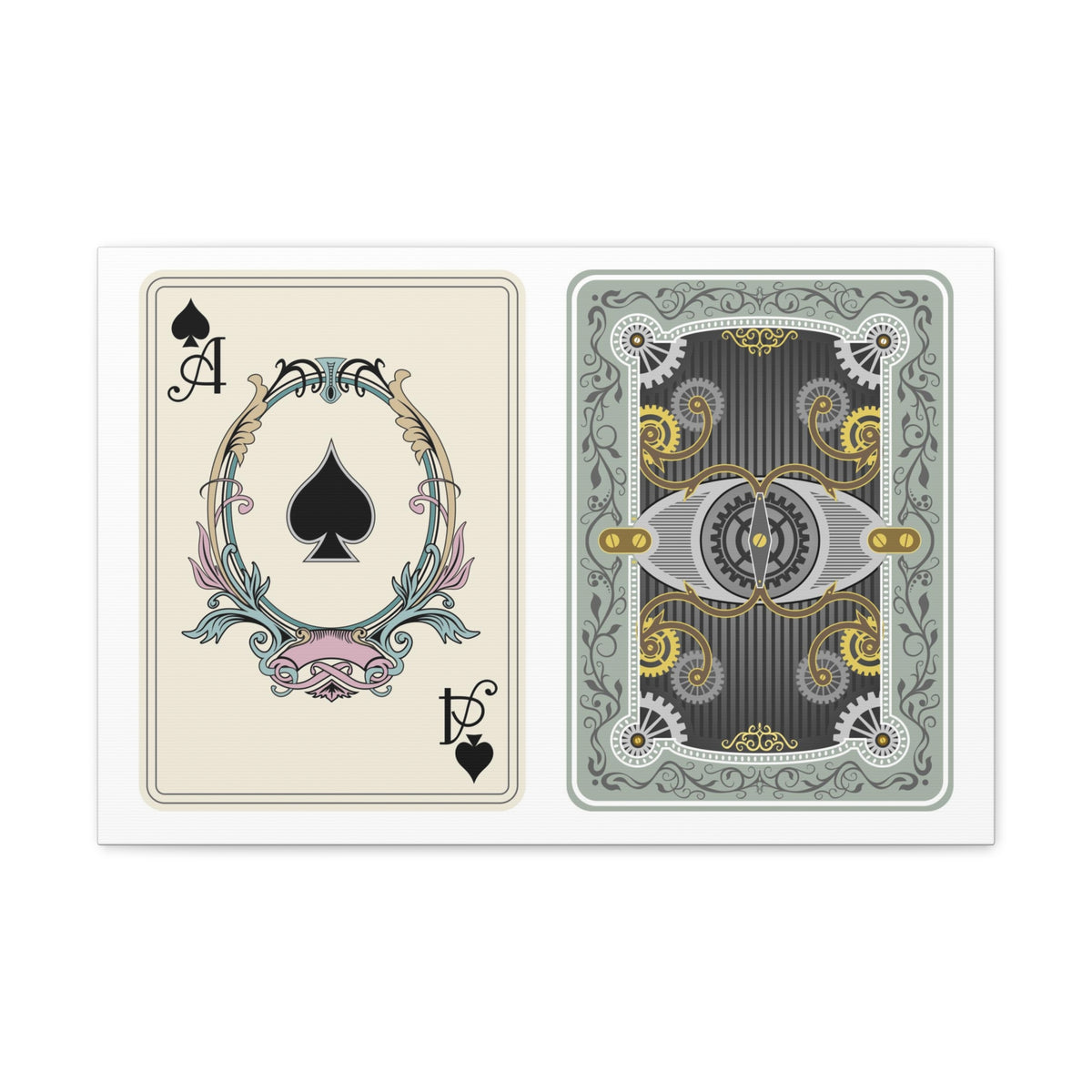 Steampunk Style Ace Of Spades Playing Card Canvas Wall Art for Home Decor Ready-to-Hang-Express Your Love Gifts