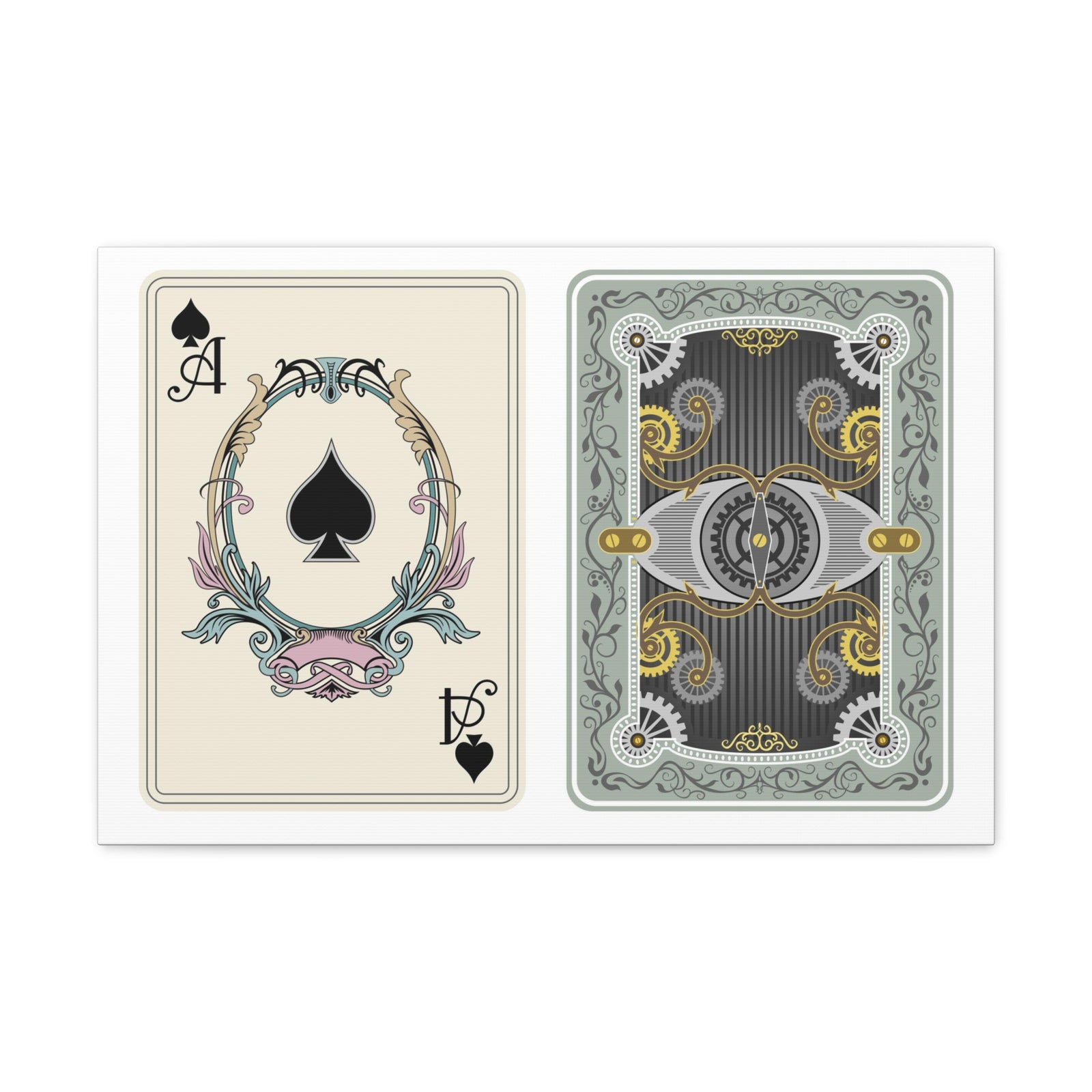 Steampunk Style Ace Of Spades Playing Card Canvas Wall Art for Home Decor Ready-to-Hang-Express Your Love Gifts