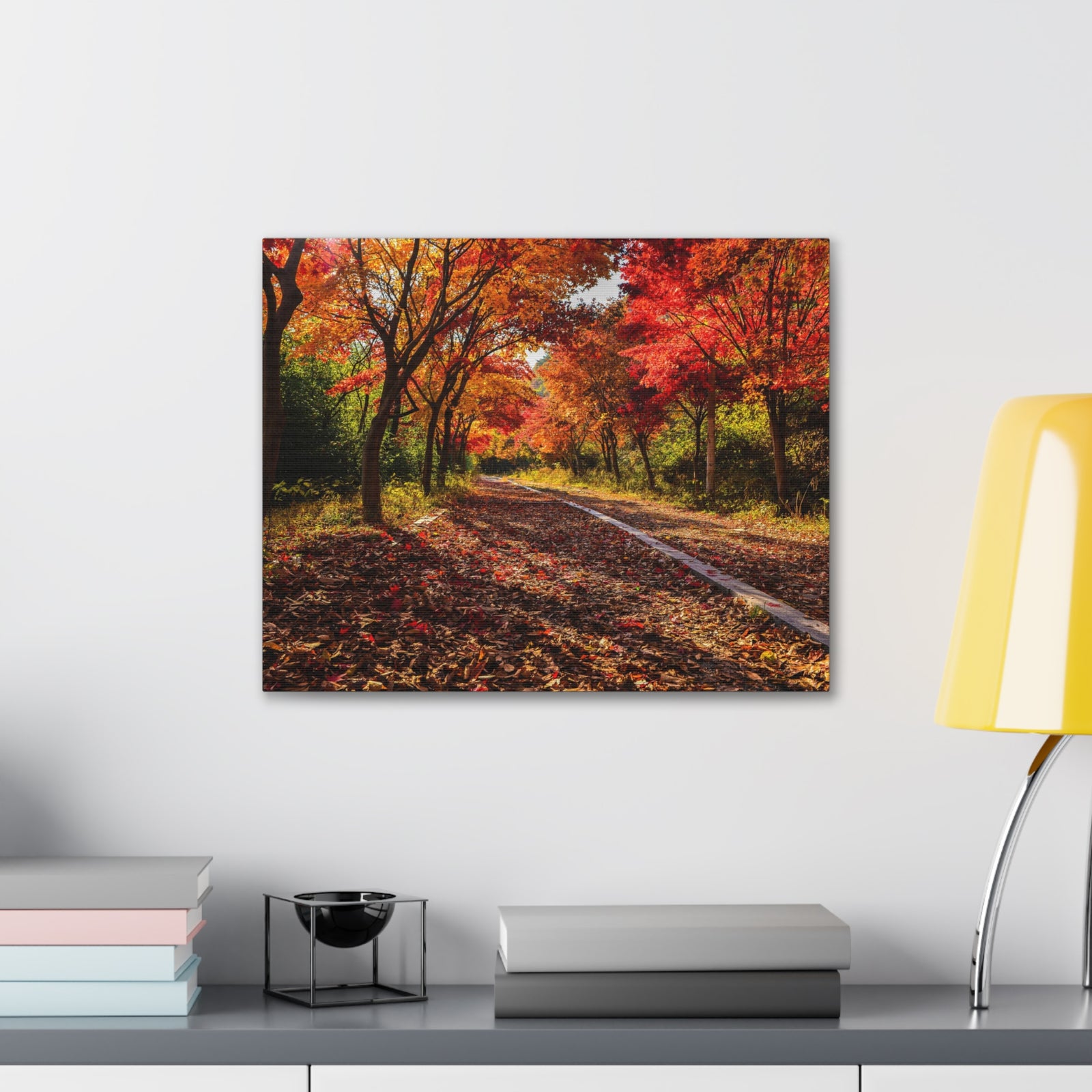 Orange Tree Path Autumn Park Nature Wilderness Photography Canvas Wall Art for Home Decor Ready-to-Hang-Express Your Love Gifts