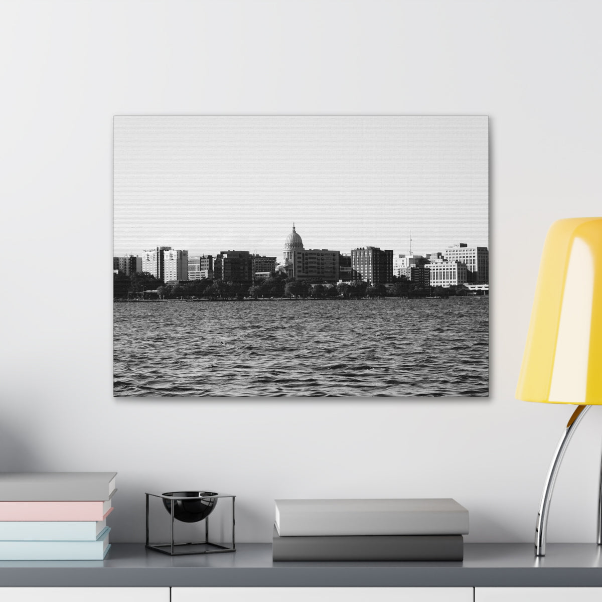 Madison Black White Skyline Canvas Artwork High-Quality Breathtaking Stunning Cityscape for Home Decor Ready to Hang-Express Your Love Gifts