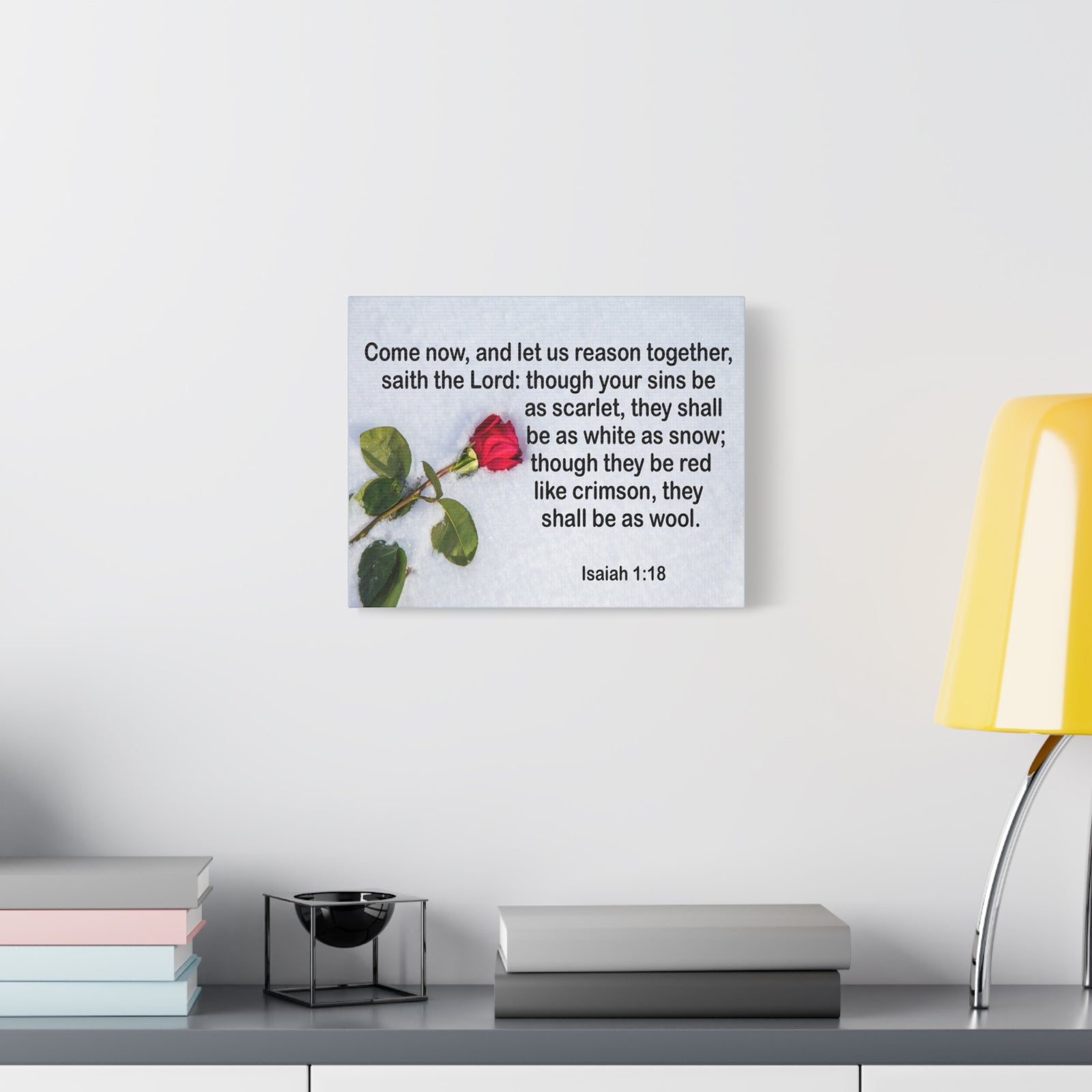 Bible Verse Canvas Come Now Isaiah 1:18 Christian Home Décor Wall Art Scripture Ready to Hang Faith Print-Express Your Love Gifts
