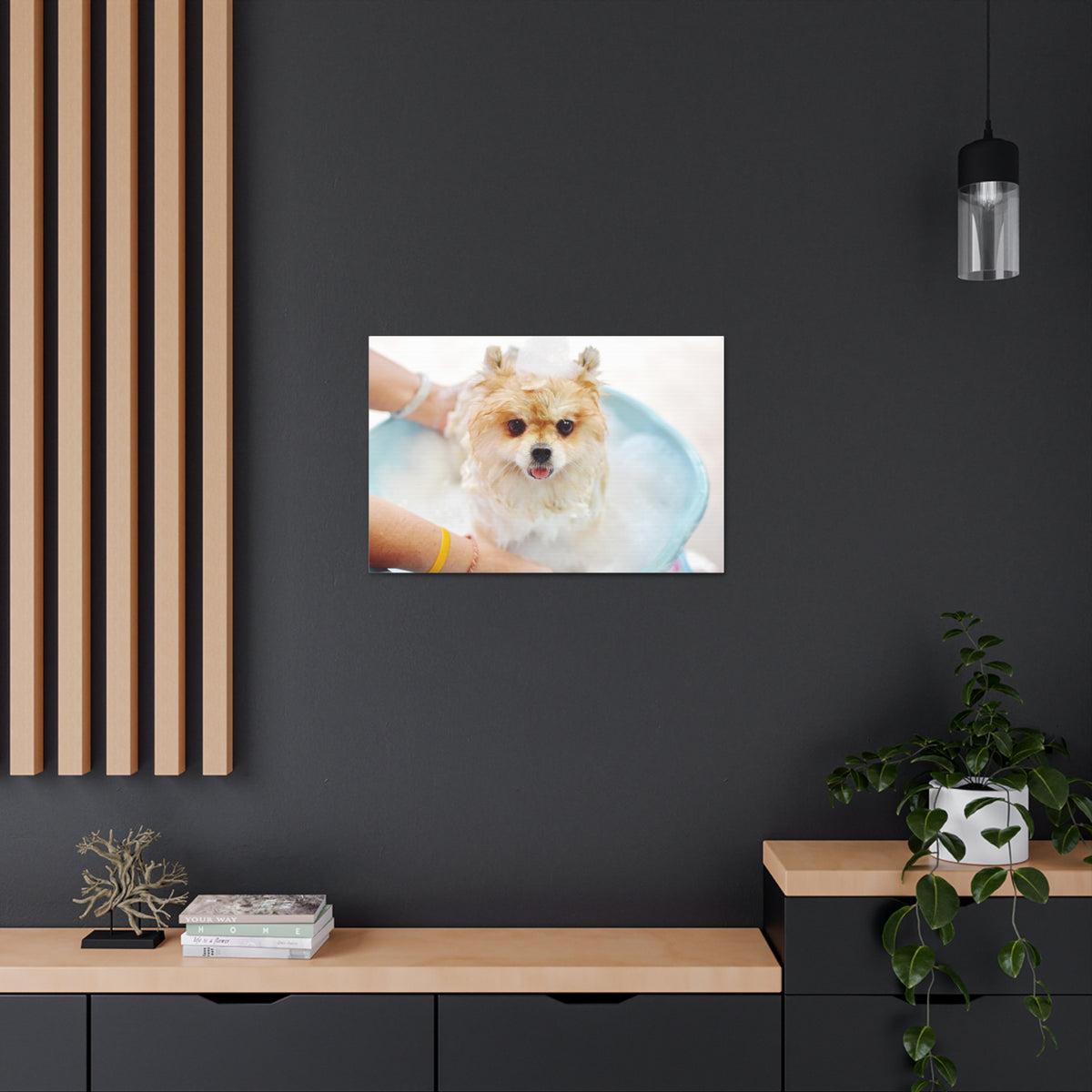Cute Pomeranian Bath Canvas Wall Art for Home Decor Ready-to-Hang-Express Your Love Gifts