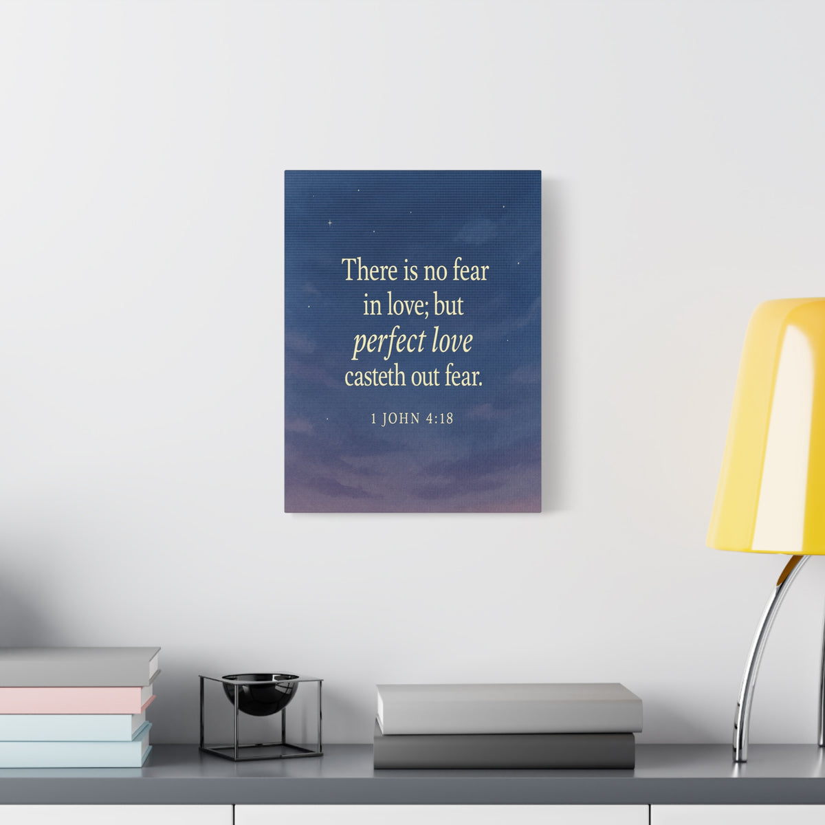 Bible Verse Canvas 1 John 4:18 Christian Home Décor Wall Art Scripture Ready to Hang Faith Print-Express Your Love Gifts