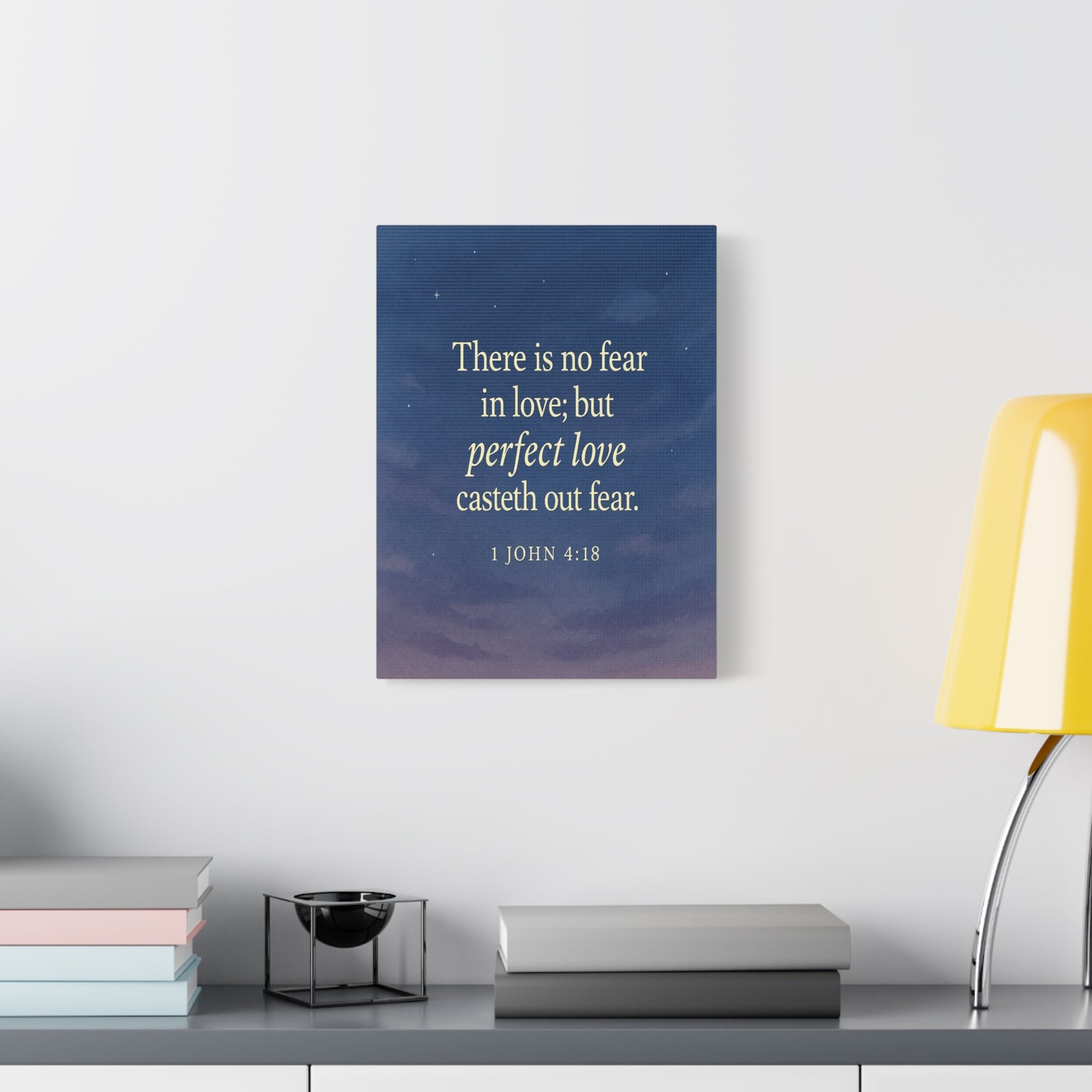 Bible Verse Canvas 1 John 4:18 Christian Home Décor Wall Art Scripture Ready to Hang Faith Print-Express Your Love Gifts