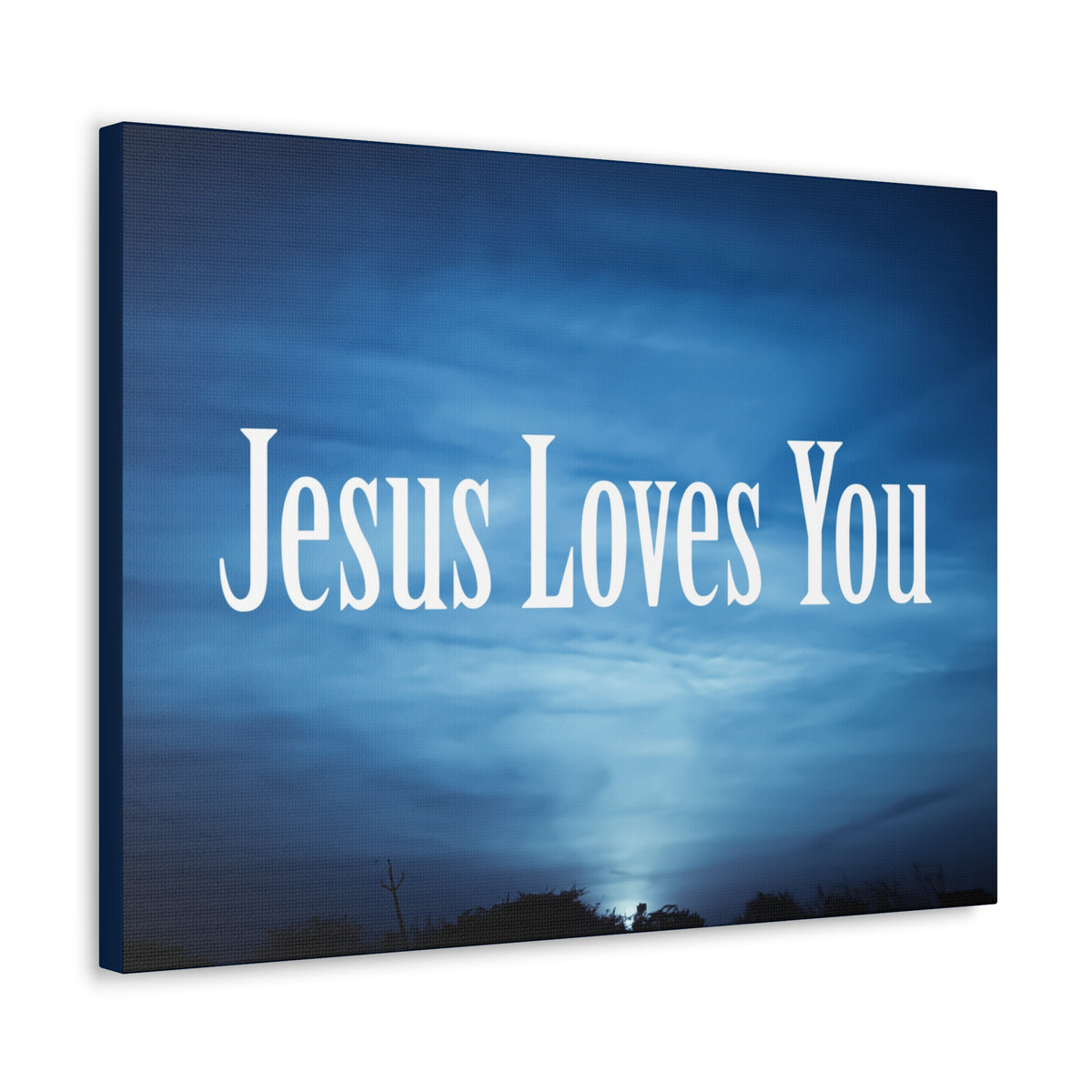 Scripture Canvas Jesus Loves You John 3:16 Dark Blue Sky Christian Wall Art Bible Verse Print Ready to Hang-Express Your Love Gifts