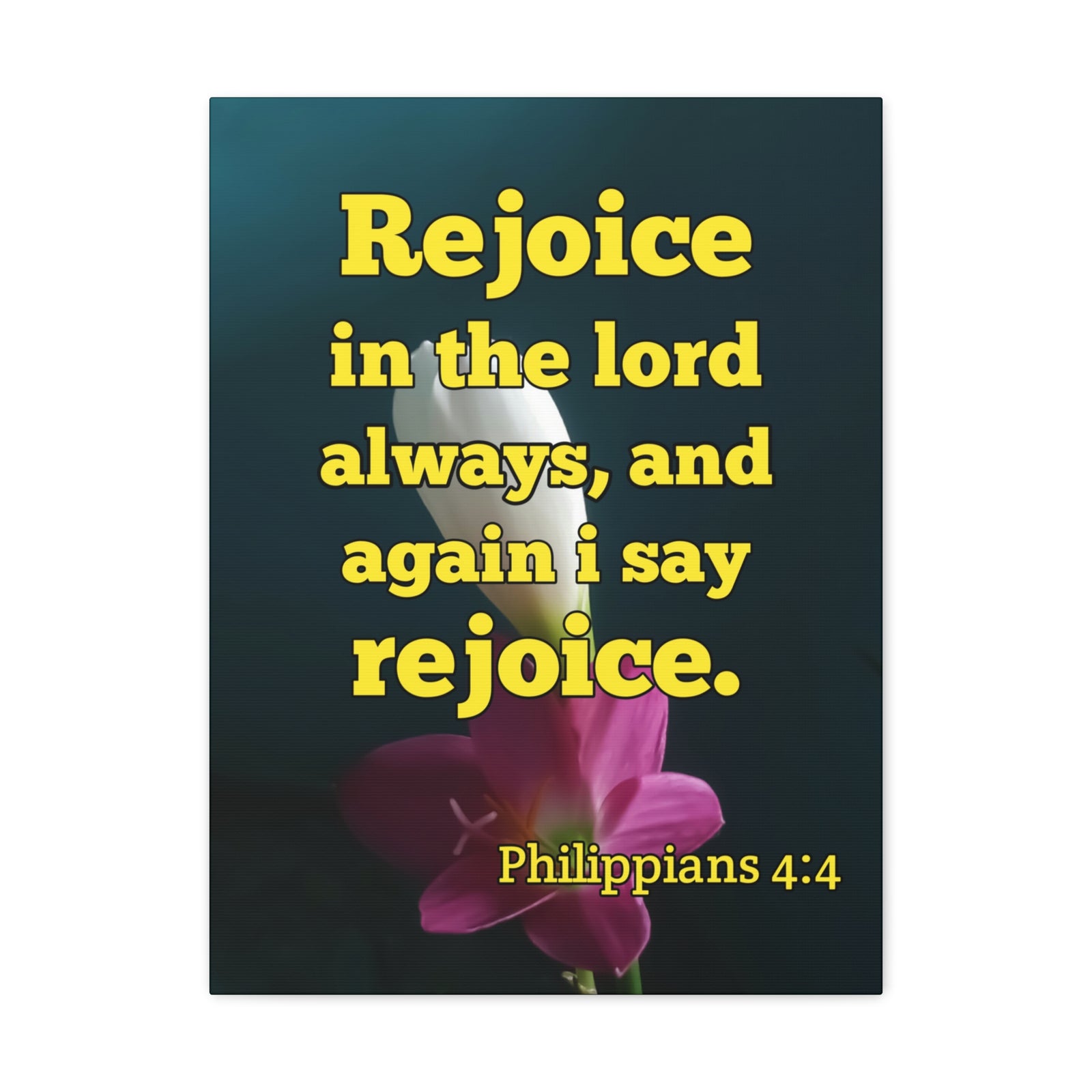 Scripture Canvas In The Lord Always Philippians 4:4 Christian Wall Art Bible Verse Print Ready to Hang-Express Your Love Gifts