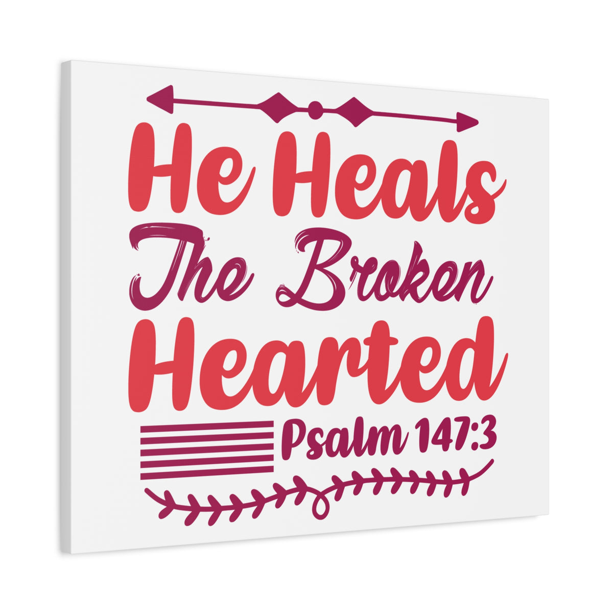 Scripture Canvas Psalm 147:3 The Broken Hearted Christian Wall Art Bible Verse Print Ready to Hang-Express Your Love Gifts