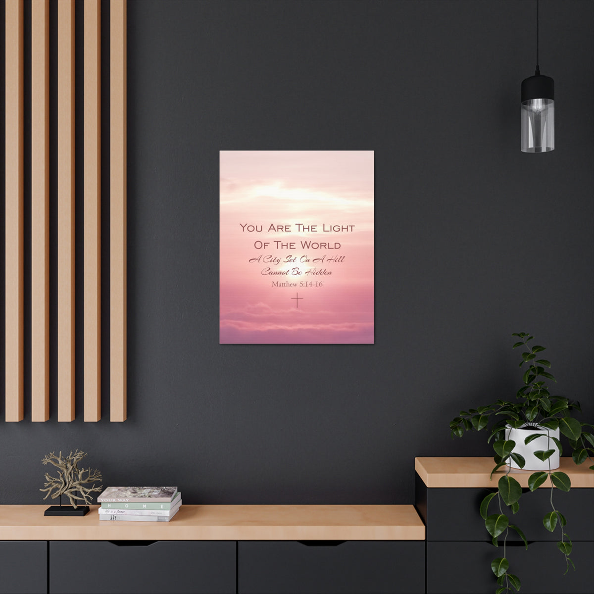 Scripture Canvas Light Of The World Matthew 5:14-16 Christian Wall Art Bible Verse Print Ready to Hang-Express Your Love Gifts