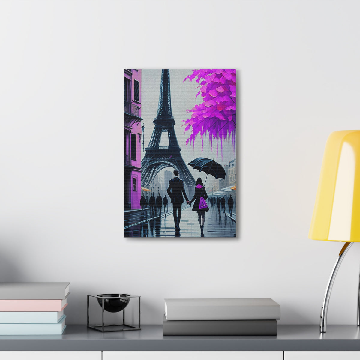 Romantic Couple Paris Eiffel Tower France Canvas Artwork High-Quality Breathtaking French City for Home Decor Ready to Hang-Express Your Love Gifts