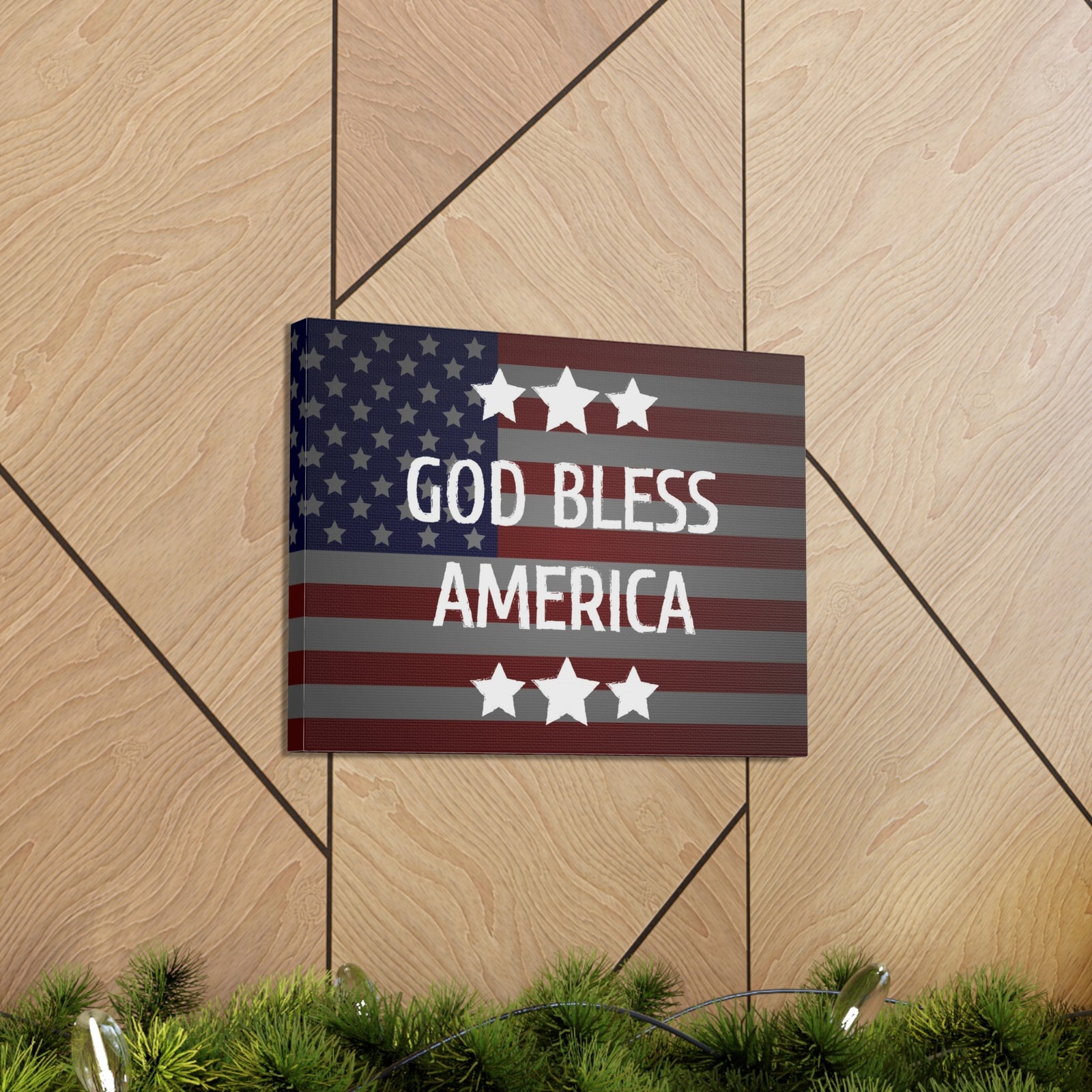 God Bless America Flag Day Concept Canvas Wall Art for Home Decor Ready-to-Hang-Express Your Love Gifts