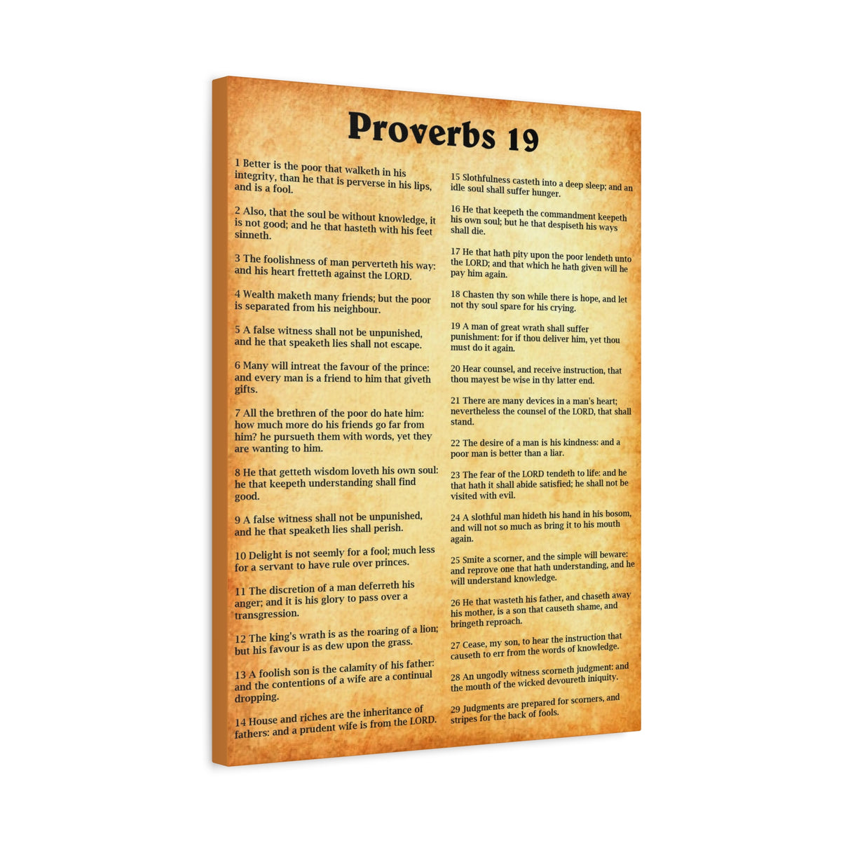 Scripture Walls Proverbs Chapter 19 Gold Bible Canvas Christian Wall Art Ready to Hang Unframed-Express Your Love Gifts