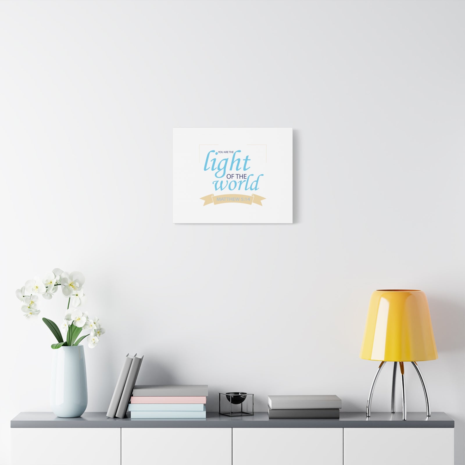 Scripture Canvas Light Of The World Matthew 5:14 Christian Wall Art Bible Verse Print Ready to Hang-Express Your Love Gifts