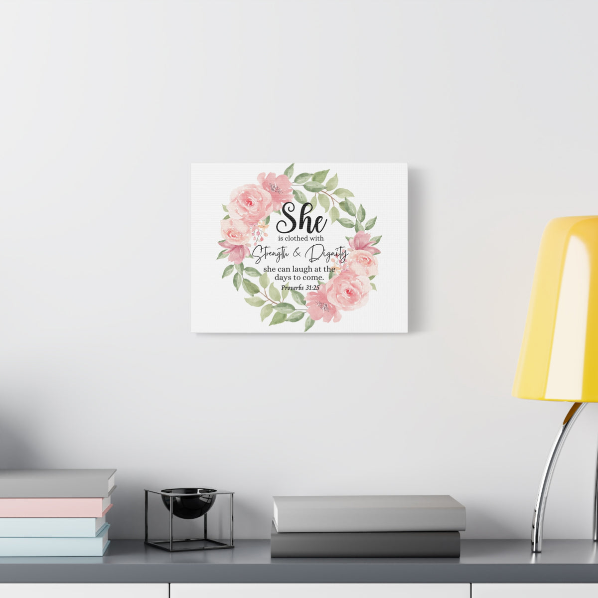 Scripture Walls Proverbs 31:25 She Has Strength and Dignity Bible Verse Canvas Christian Wall Art Ready to Hang Unframed-Express Your Love Gifts