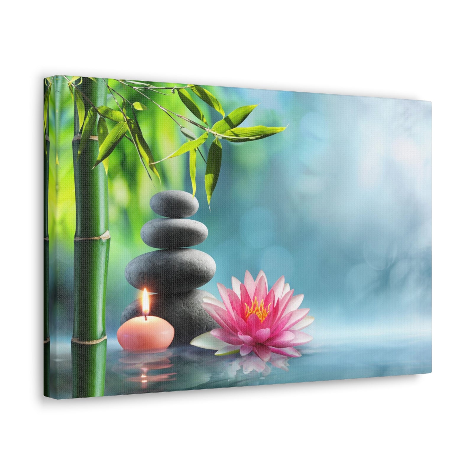Massage Stones and Waterlily Forest Floral Nature Photography Canvas Wall Art for Home Decor Ready-to-Hang-Express Your Love Gifts