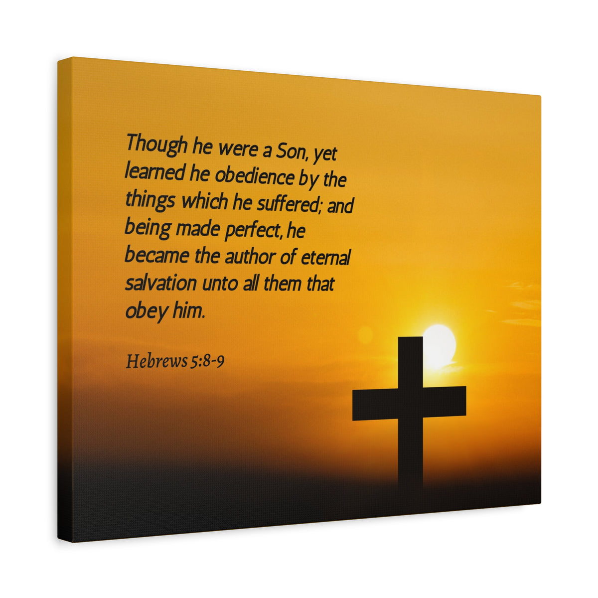 Scripture Canvas Eternal Salvation Hebrews 5:8-9 Christian Wall Art Bible Verse Print Ready to Hang-Express Your Love Gifts