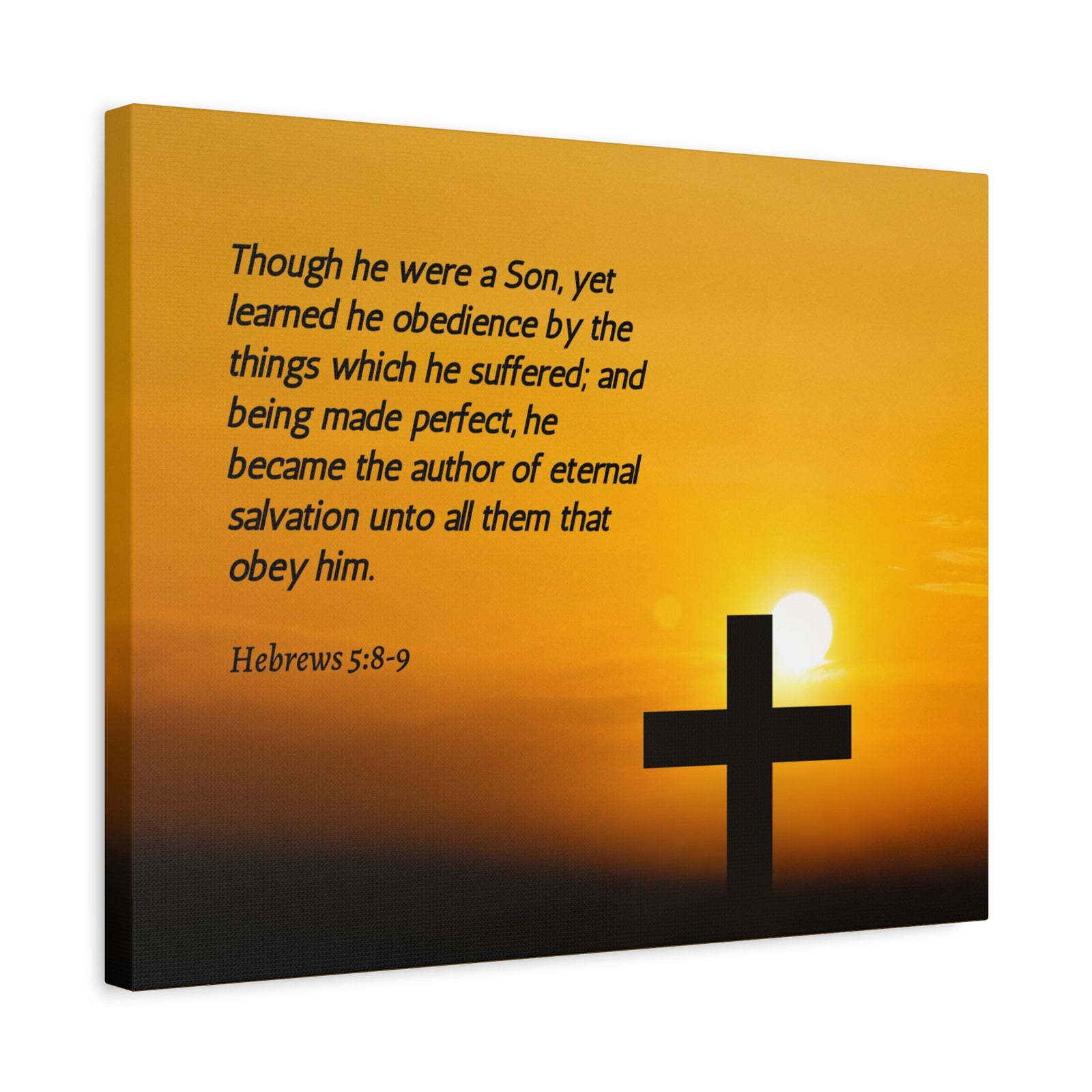 Scripture Canvas Eternal Salvation Hebrews 5:8-9 Christian Wall Art Bible Verse Print Ready to Hang-Express Your Love Gifts