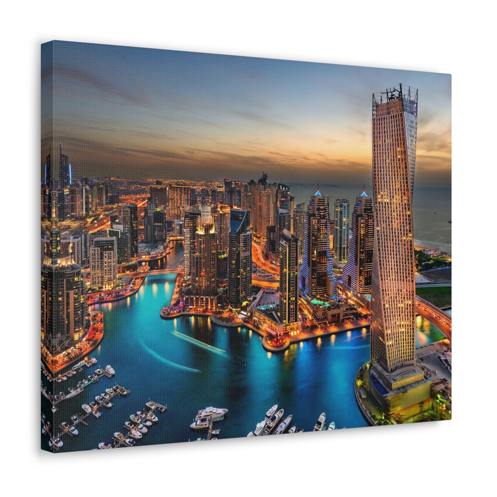 Dubai Night Skyline Canvas Artwork High-Quality Breathtaking Stunning Cityscape for Home Decor Ready to Hang-Express Your Love Gifts