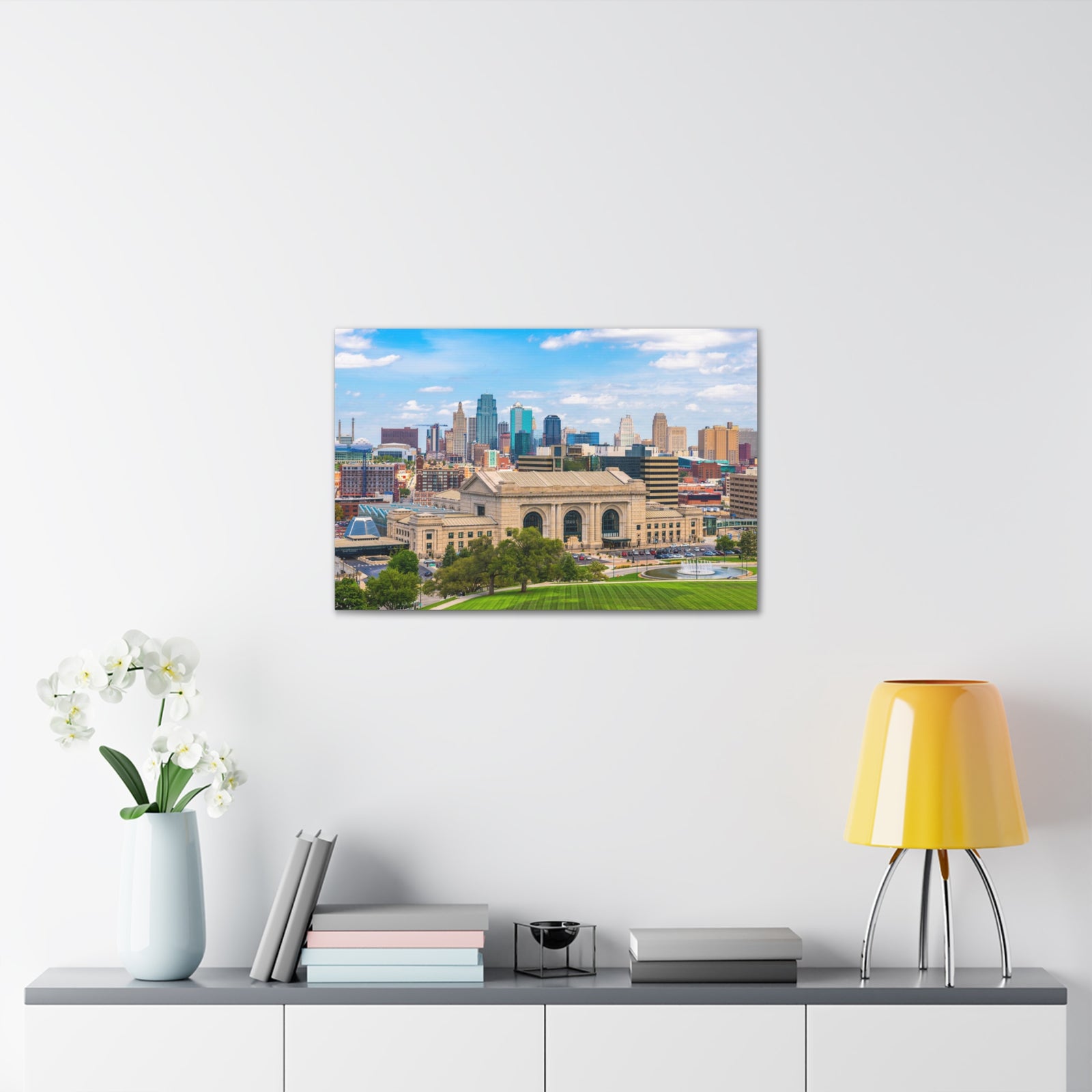 Kansas City Daytime Skyline Canvas Artwork High-Quality Breathtaking Stunning Cityscape for Home Decor Ready to Hang-Express Your Love Gifts