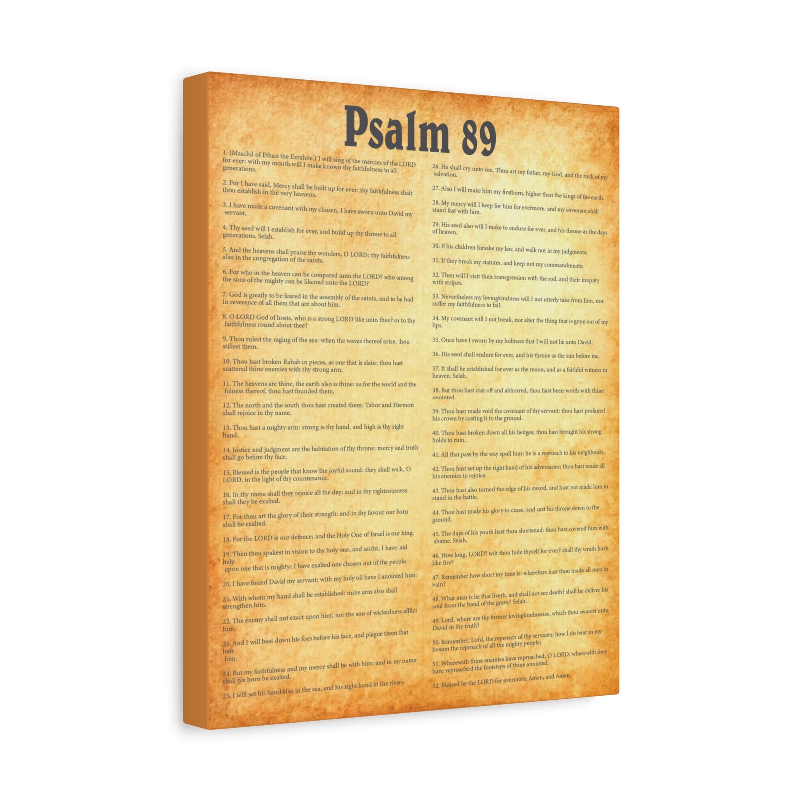 Scripture Walls Psalm 89 Gold Bible Chapter Canvas Christian Wall Art Ready to Hang-Express Your Love Gifts