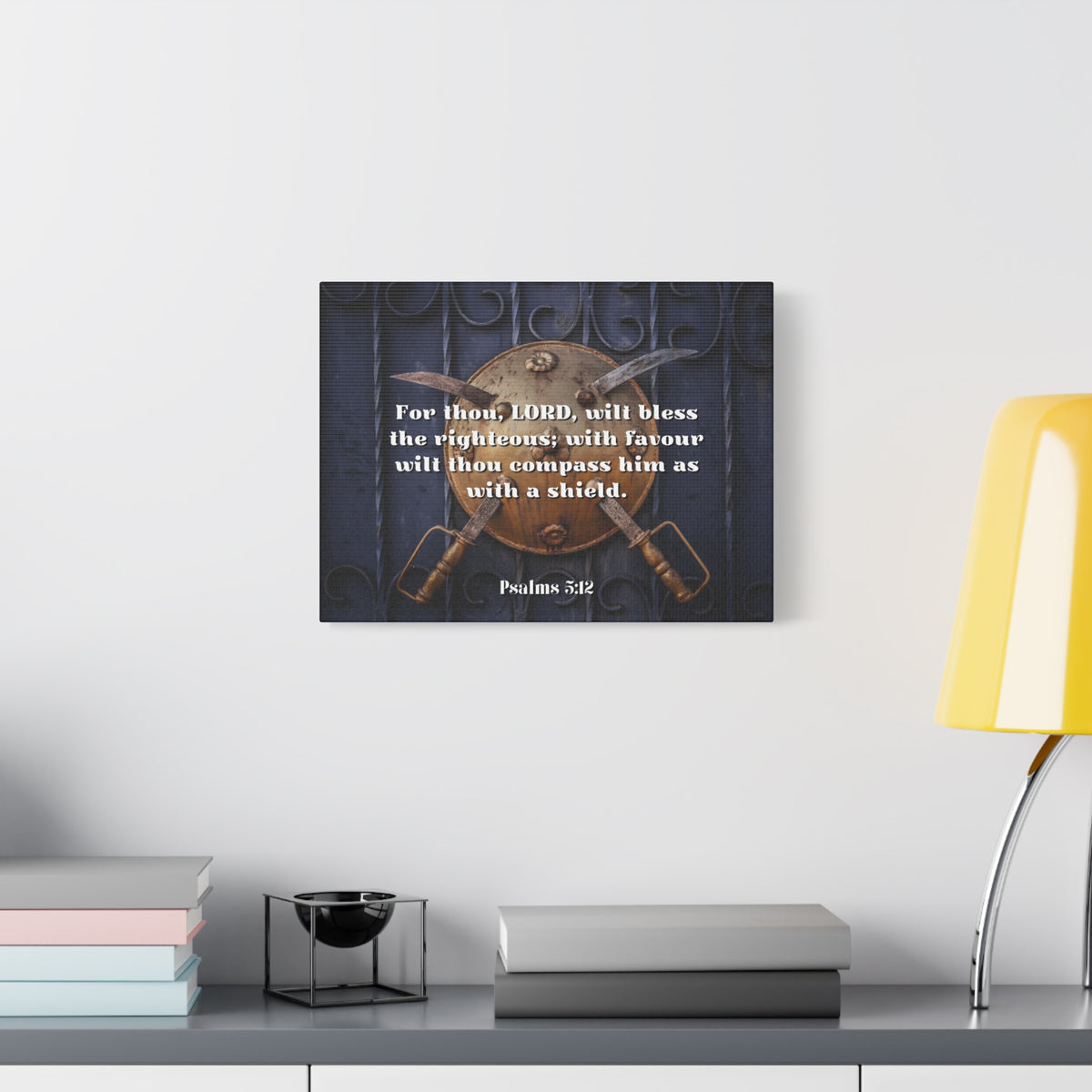 Scripture Canvas Bless The Righteous Psalm 5:12 Christian Wall Art Bible Verse Print Ready to Hang-Express Your Love Gifts