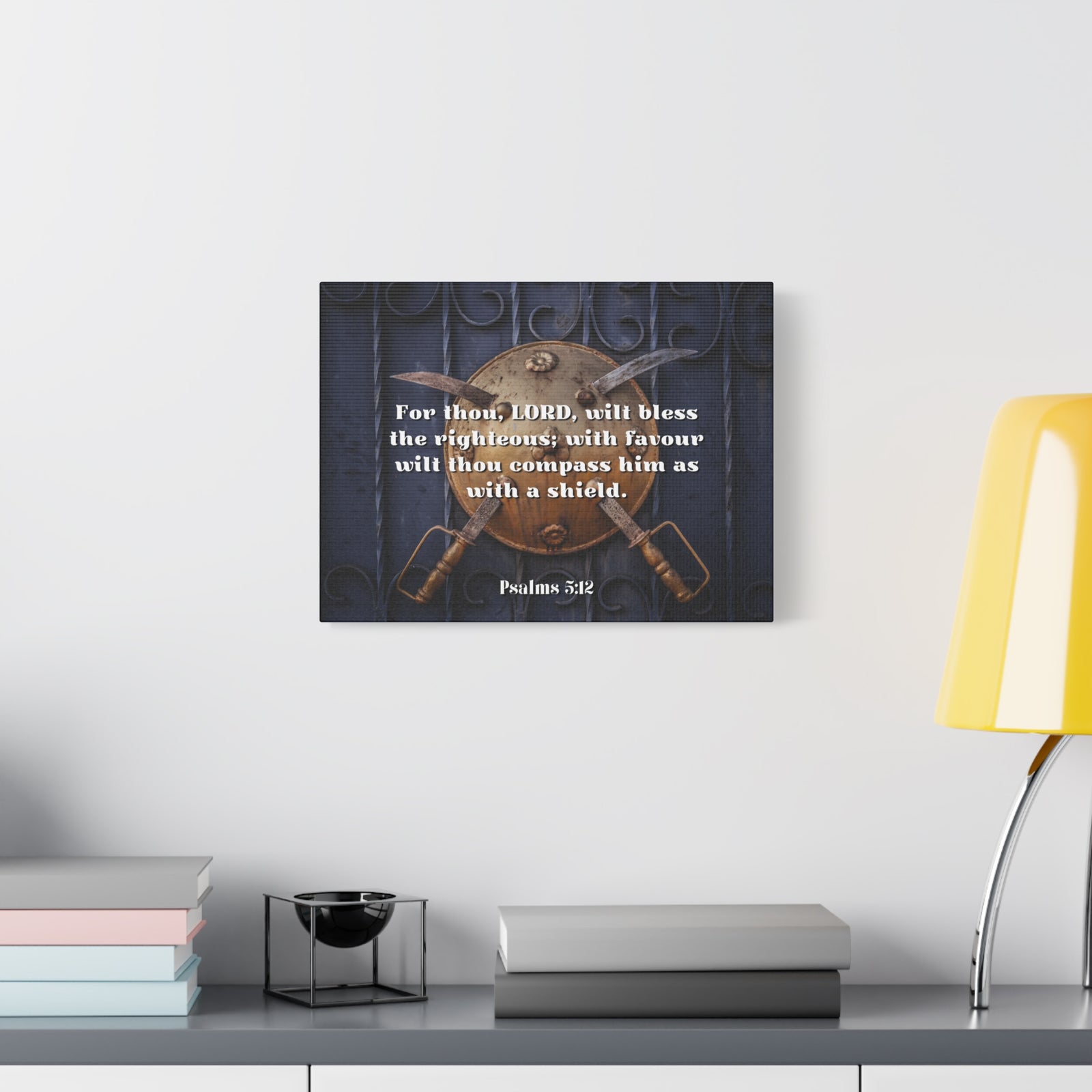 Scripture Canvas Bless The Righteous Psalm 5:12 Christian Wall Art Bible Verse Print Ready to Hang-Express Your Love Gifts