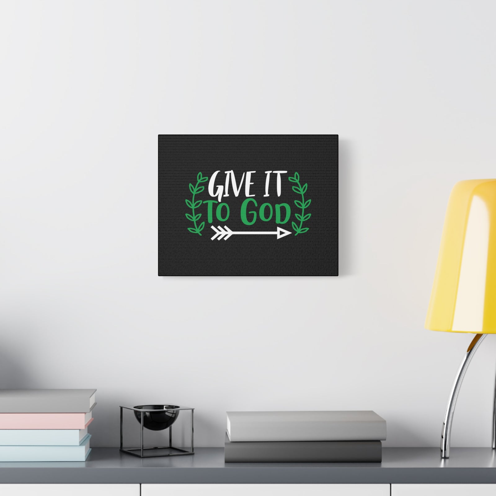 Scripture Canvas Give It To God Psalm 55:22 Green Christian Wall Art Bible Verse Print Ready to Hang-Express Your Love Gifts