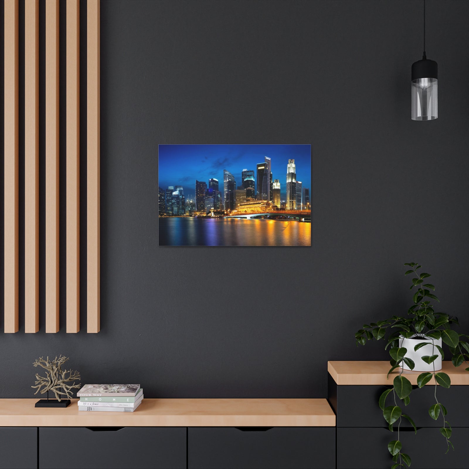 Singapore Night Skyline Canvas Artwork High-Quality Breathtaking Stunning Cityscape for Home Decor Ready to Hang-Express Your Love Gifts