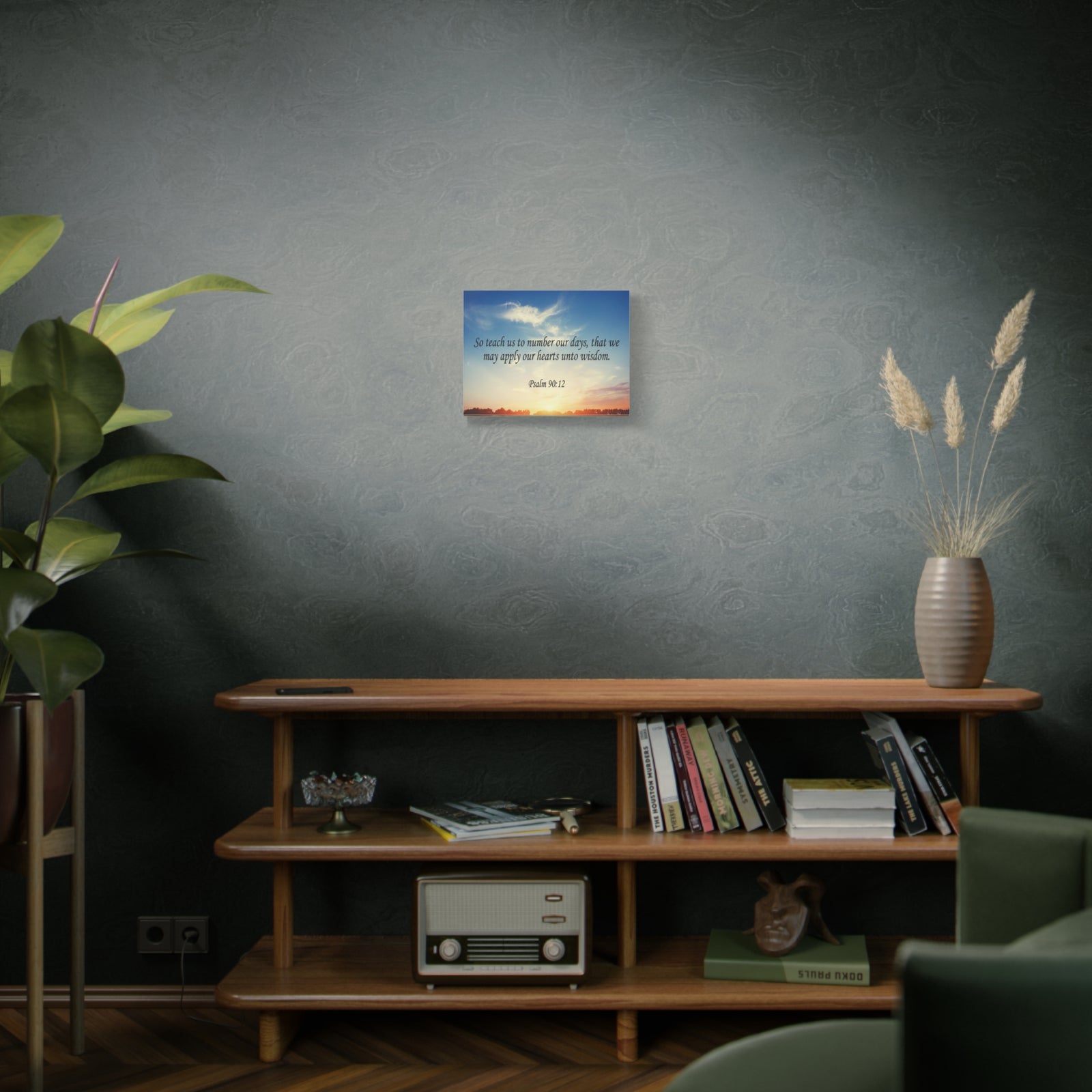 Scripture Canvas Hearts Unto Wisdom Psalm 90:12 Christian Wall Art Bible Verse Print Ready to Hang-Express Your Love Gifts