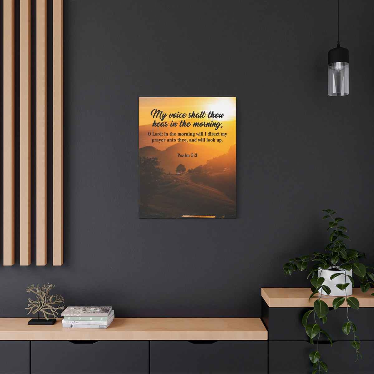 Bible Verse Canvas Morning Prayer Psalm 5:3 Christian Home Decor Scripture Art-Express Your Love Gifts