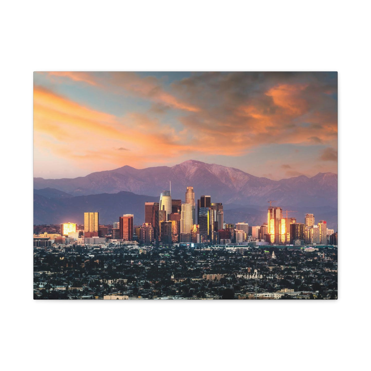 Los Angeles Daytime Skyline Canvas Artwork High-Quality Breathtaking Stunning Cityscape for Home Decor Ready to Hang-Express Your Love Gifts