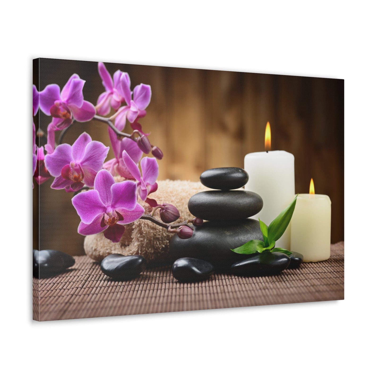 Stones and Bamboo Forest Floral Nature Photography Canvas Wall Art for Home Decor Ready-to-Hang-Express Your Love Gifts