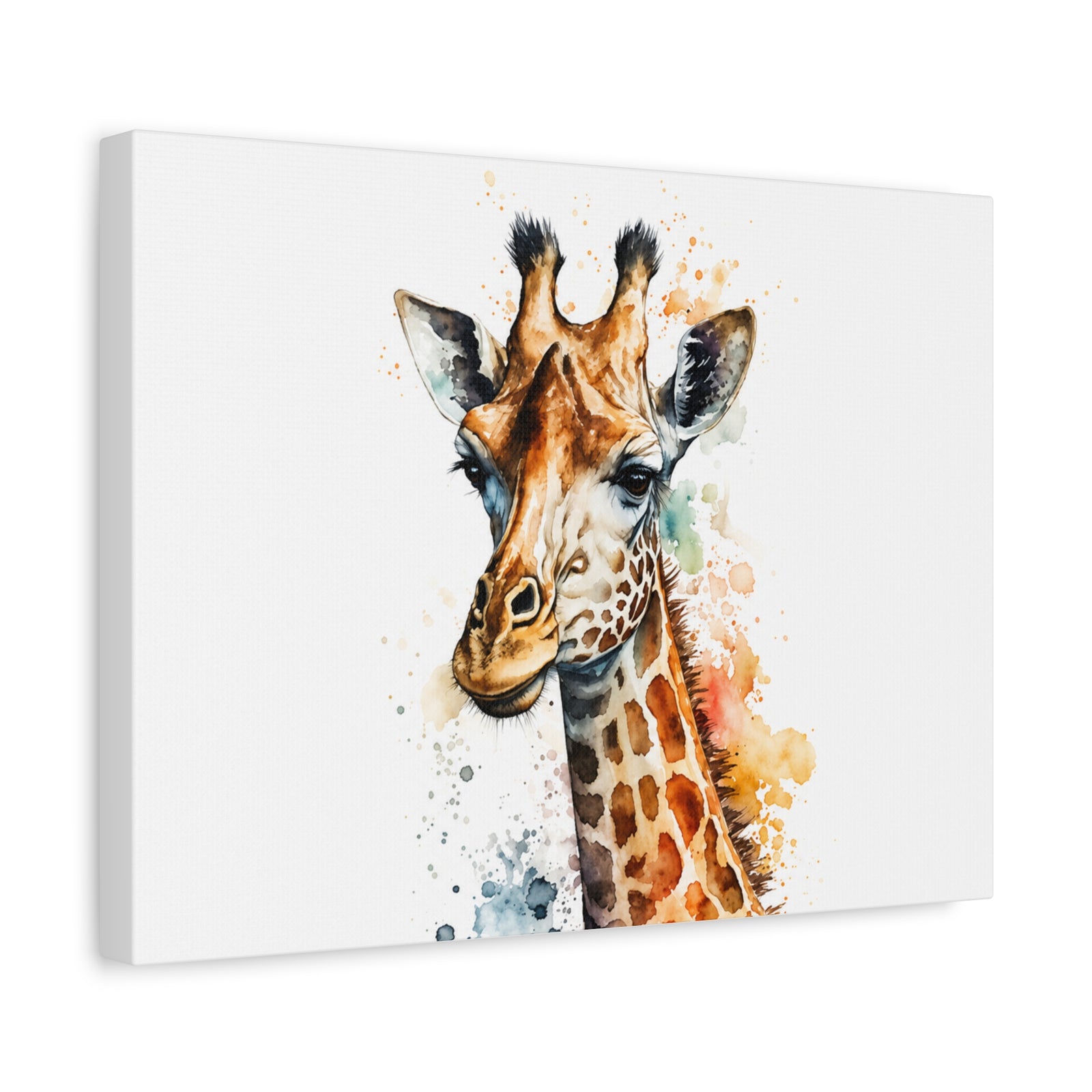 Giraffe Watercolor Animal Canvas Wall Art for Home Decor Ready-to-Hang-Express Your Love Gifts