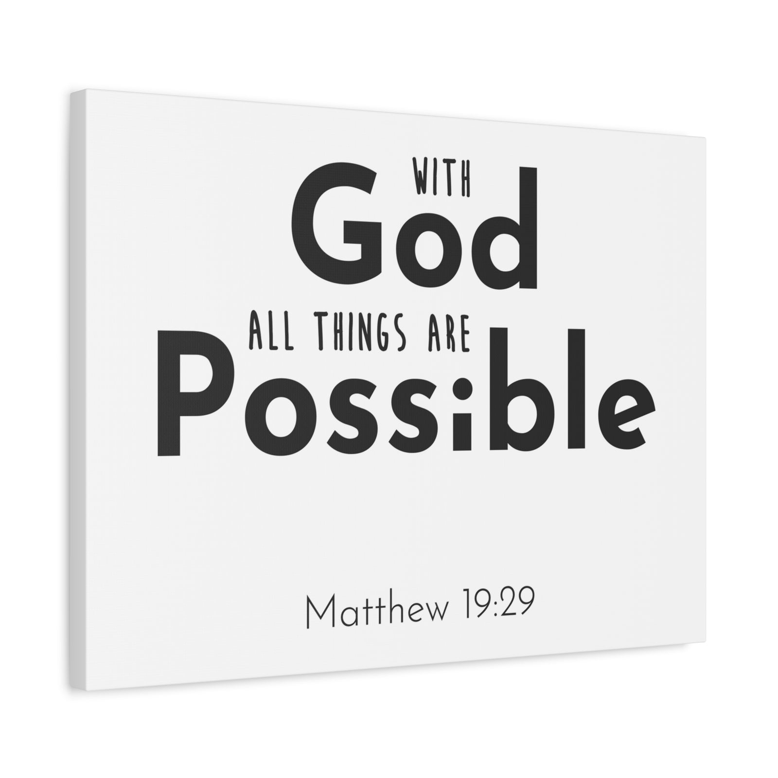 Scripture Canvas With God All Things Matthew 19:29 Christian Wall Art Bible Verse Print Ready To Hang-Express Your Love Gifts
