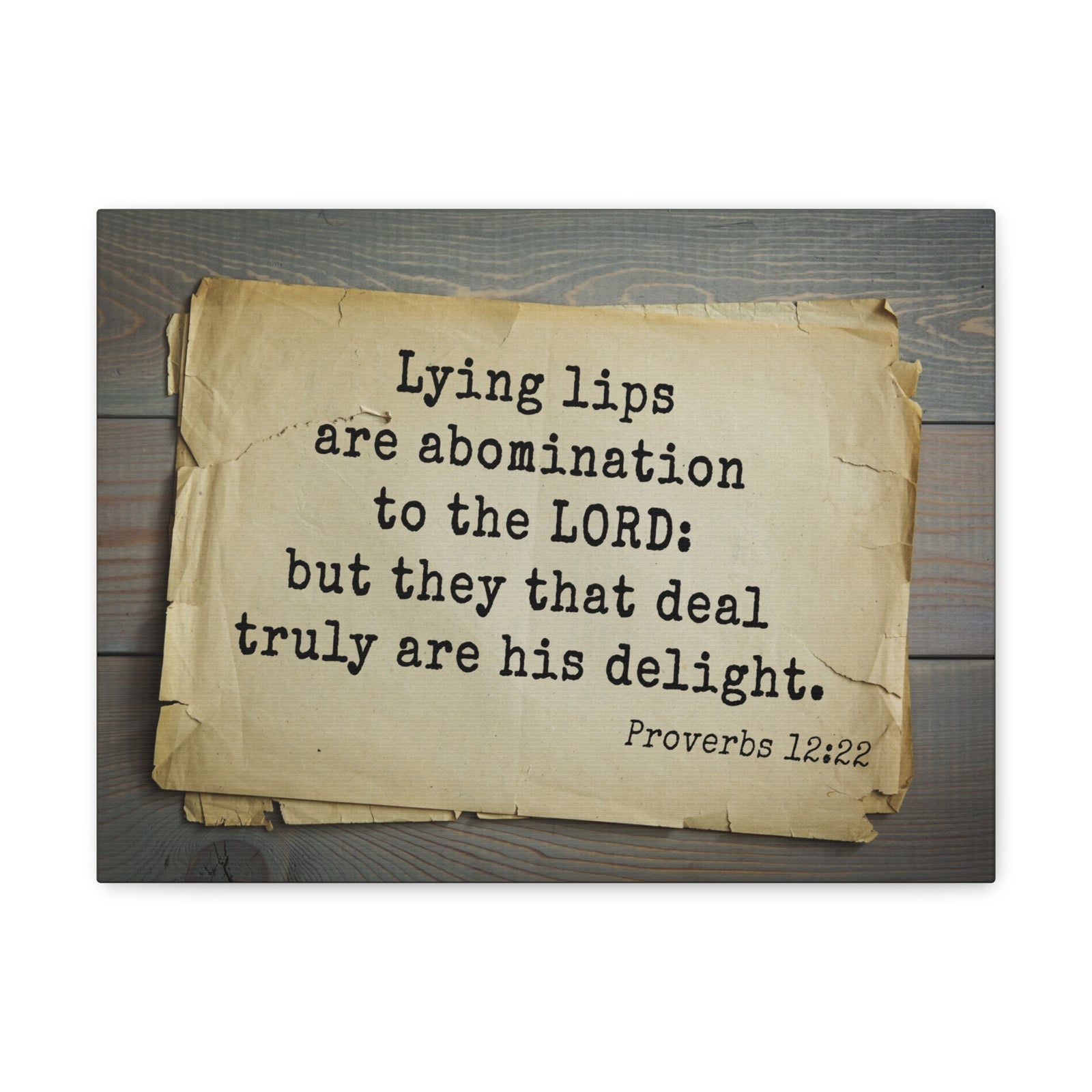 Scripture Canvas His Delight Proverbs 12:22 Christian Wall Art Bible Verse Print Ready to Hang-Express Your Love Gifts