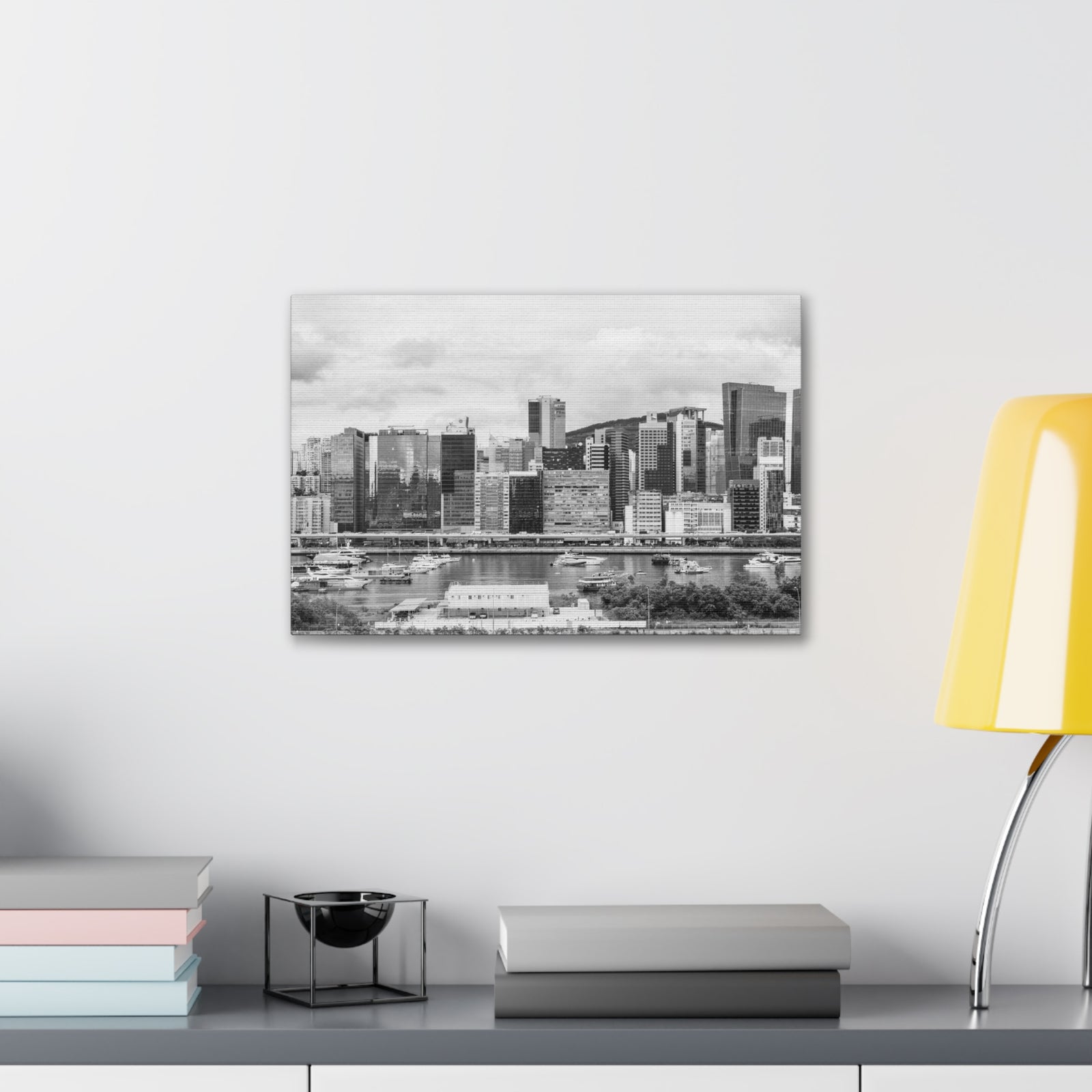 Hong Kong Black And White Skyline Canvas Artwork High-Quality Breathtaking Stunning Cityscape for Home Decor Ready to Hang-Express Your Love Gifts